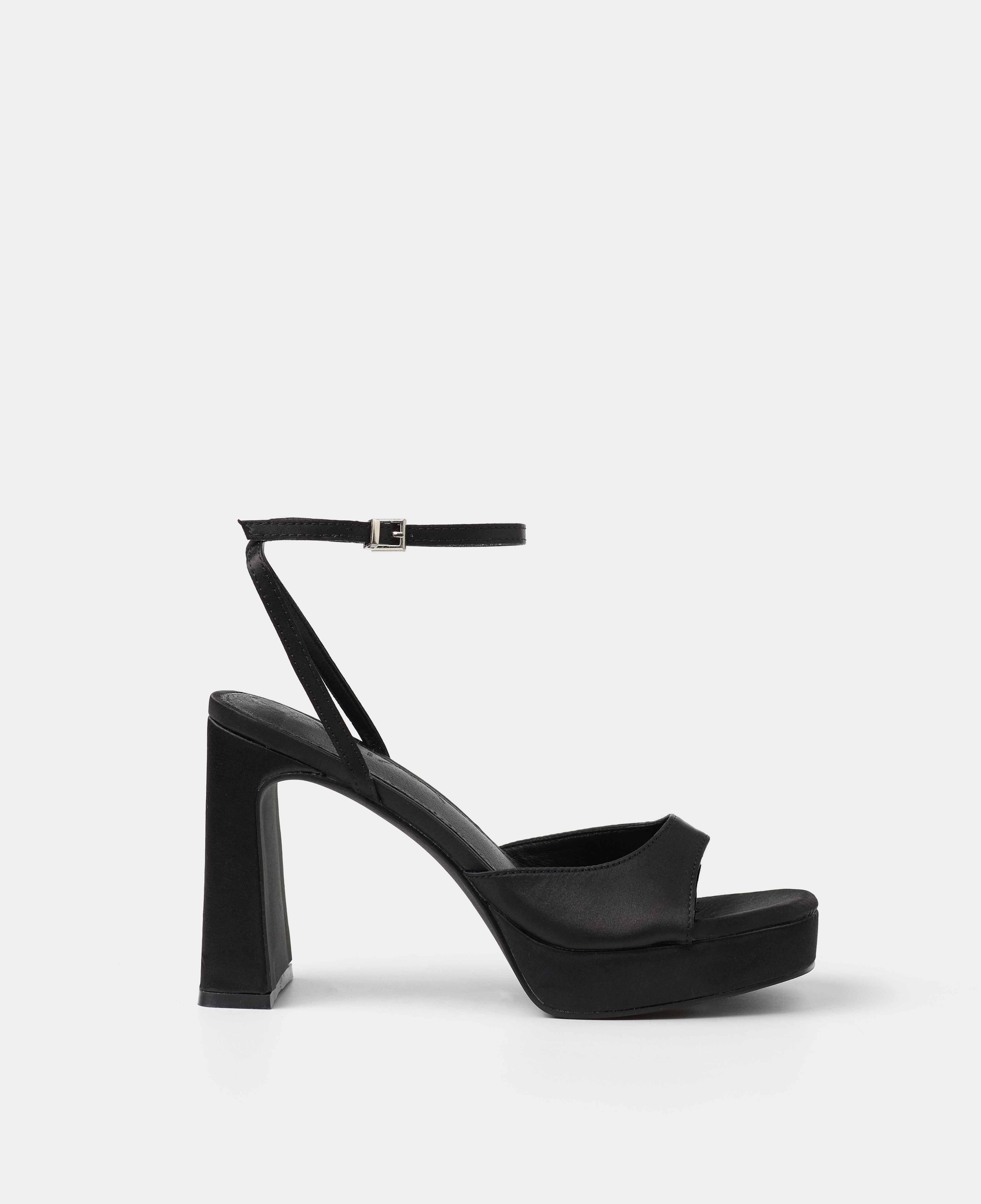 Sandalias de tacón con plataforma y tira ancha en la parte frontal - Mim - Negro Negro-1