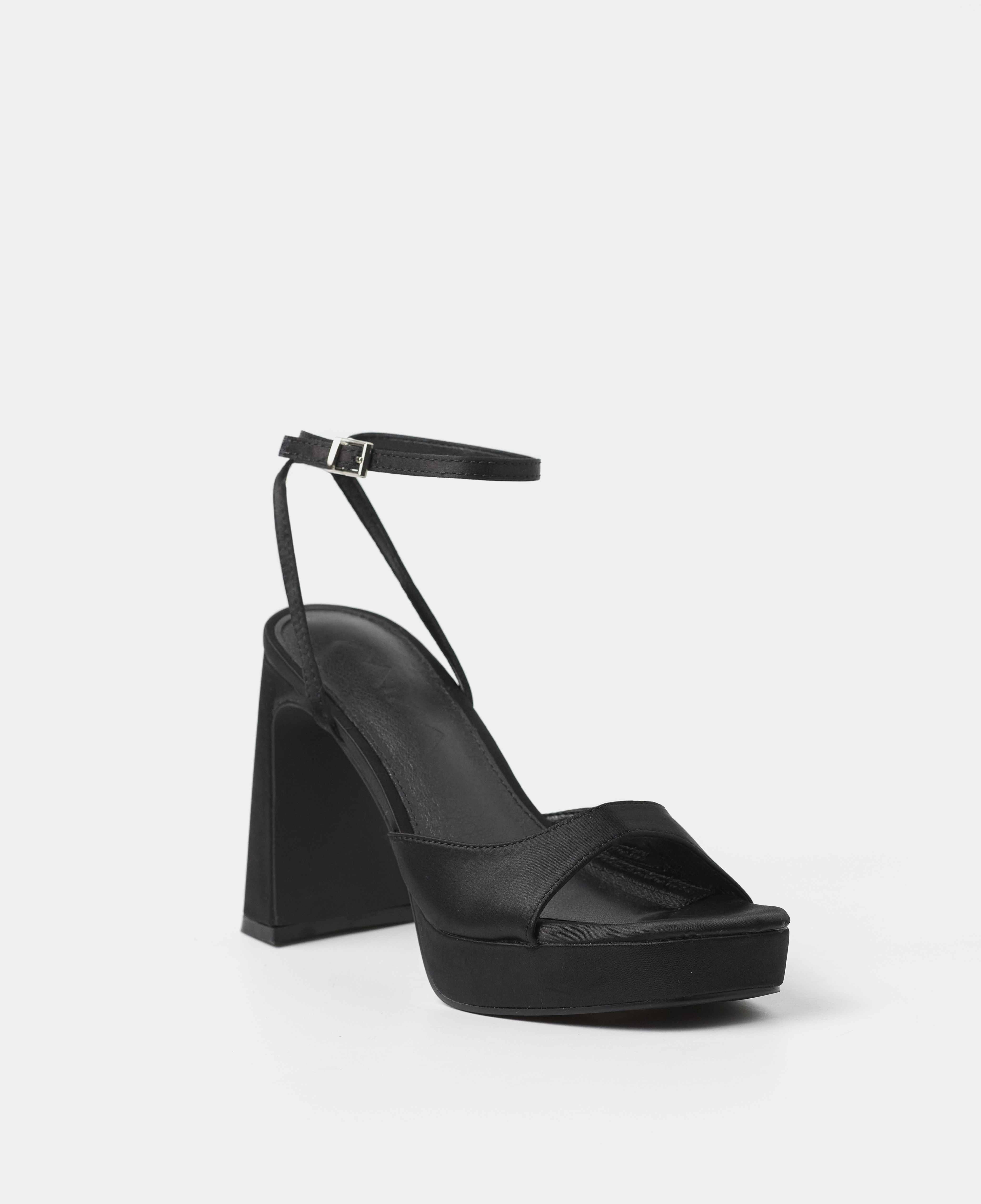 Sandalias de tacón con plataforma y tira ancha en la parte frontal - Mim - Negro Negro-2