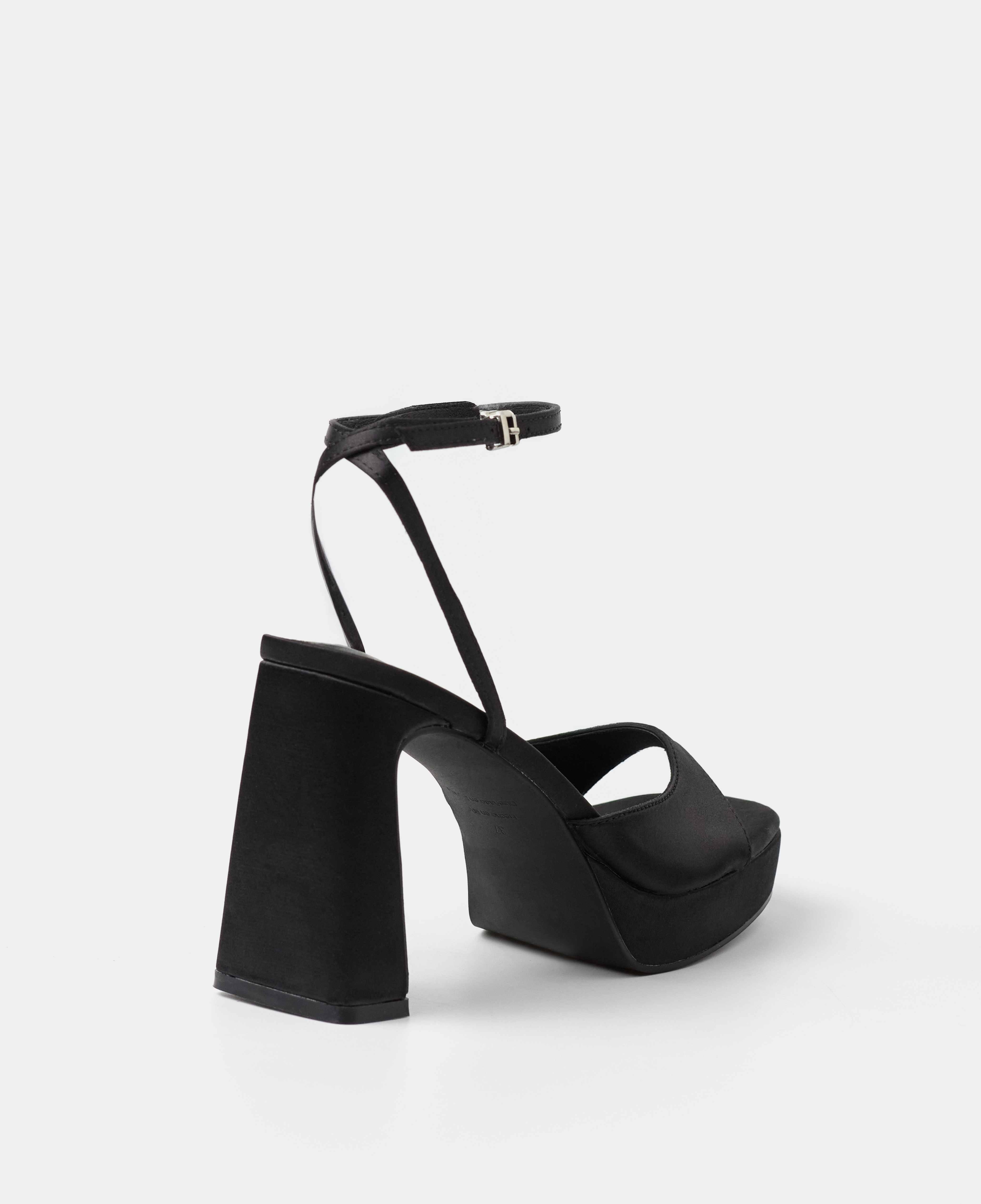 Sandalias de tacón con plataforma y tira ancha en la parte frontal - Mim - Negro Negro-3