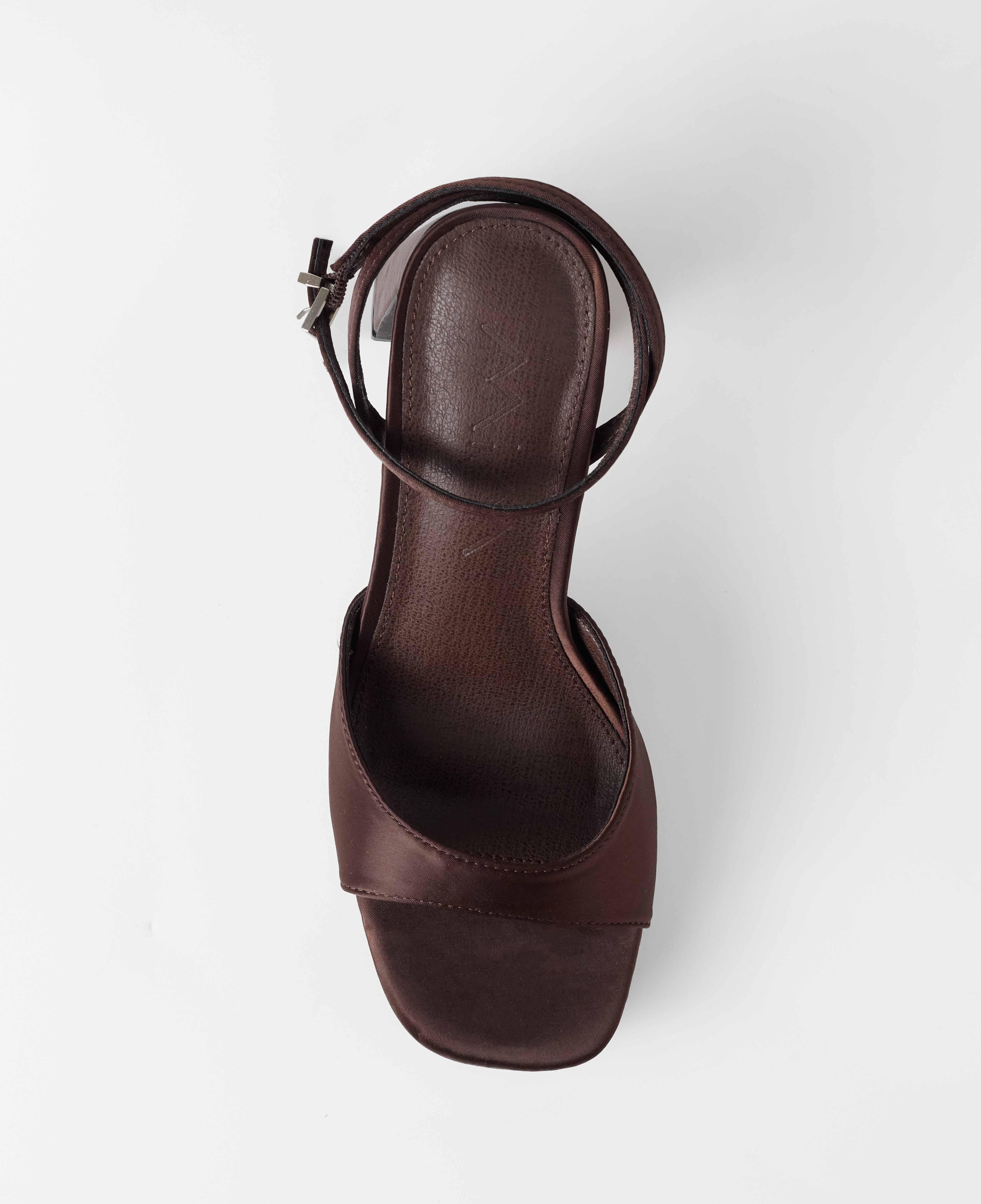 Sandalias de tacón con plataforma y tira ancha en la parte frontal - Mim - Marrón chocolate Marrón chocolate-4
