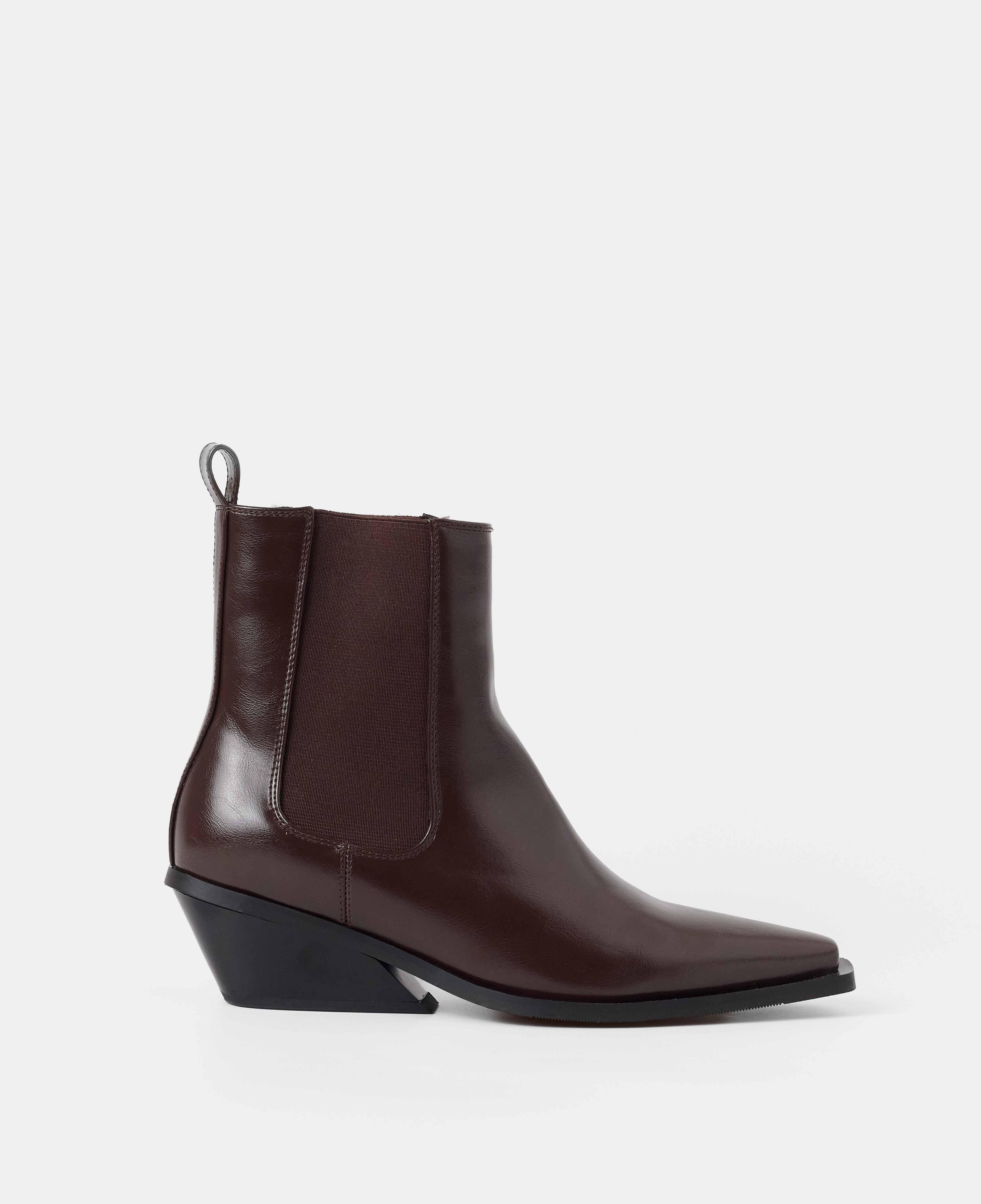 Botines cowboy de mujer lisos con elásticos laterales - Mim - Marrón chocolate Marrón chocolate-1