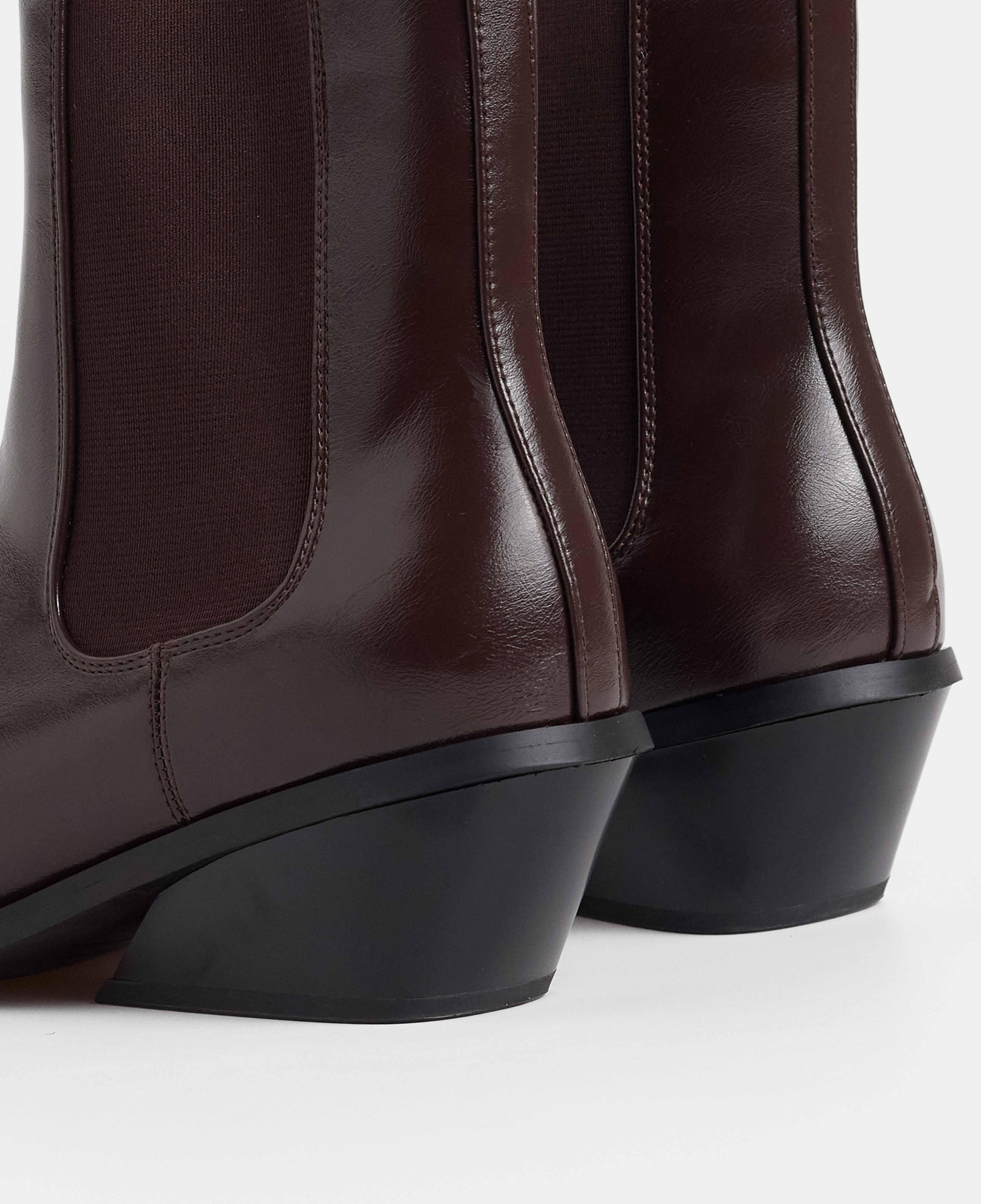 Botines cowboy de mujer lisos con elásticos laterales - Mim - Marrón chocolate Marrón chocolate-4