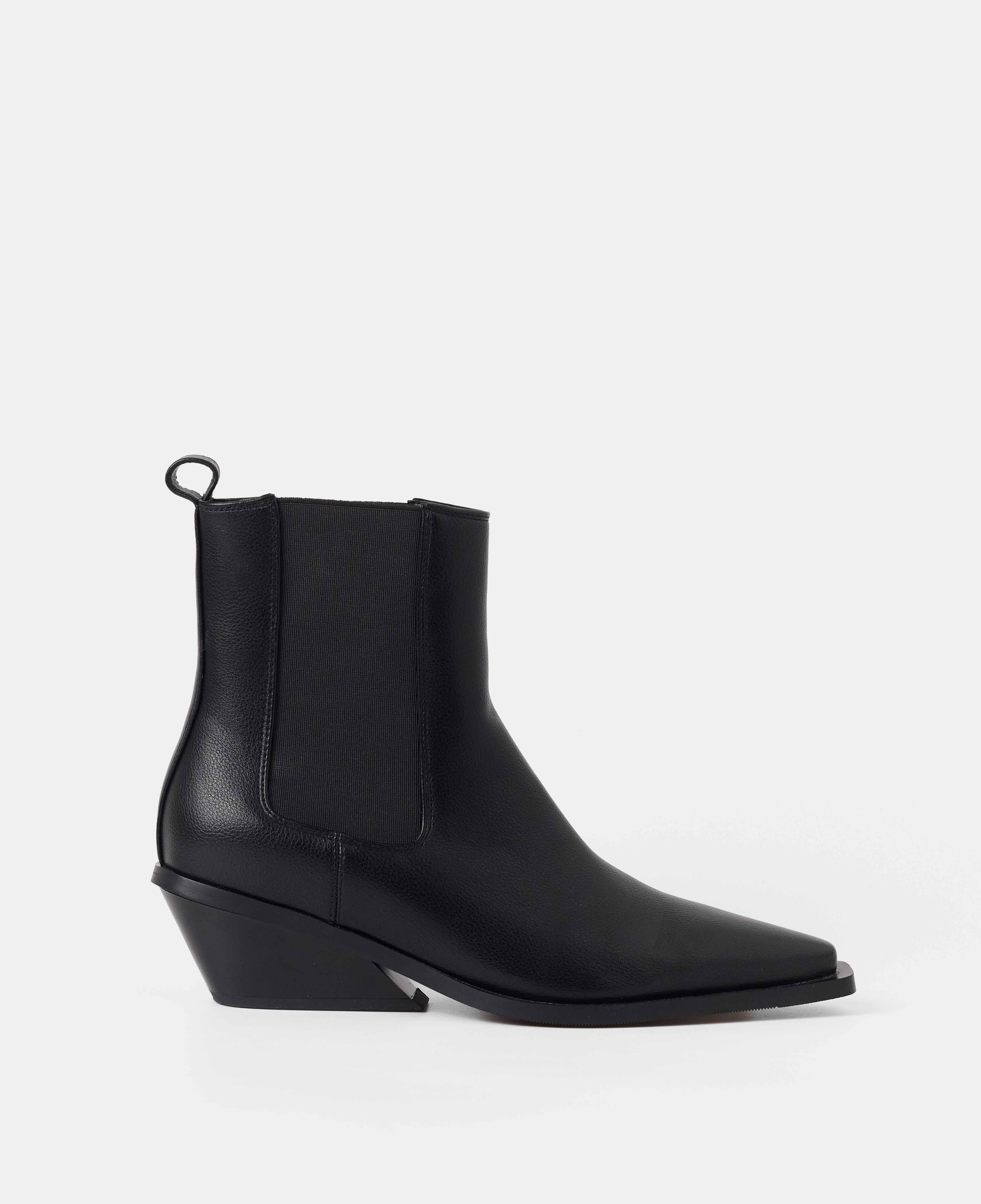 Botines cowboy de mujer lisos con elásticos laterales - Mim - Negro Negro-1