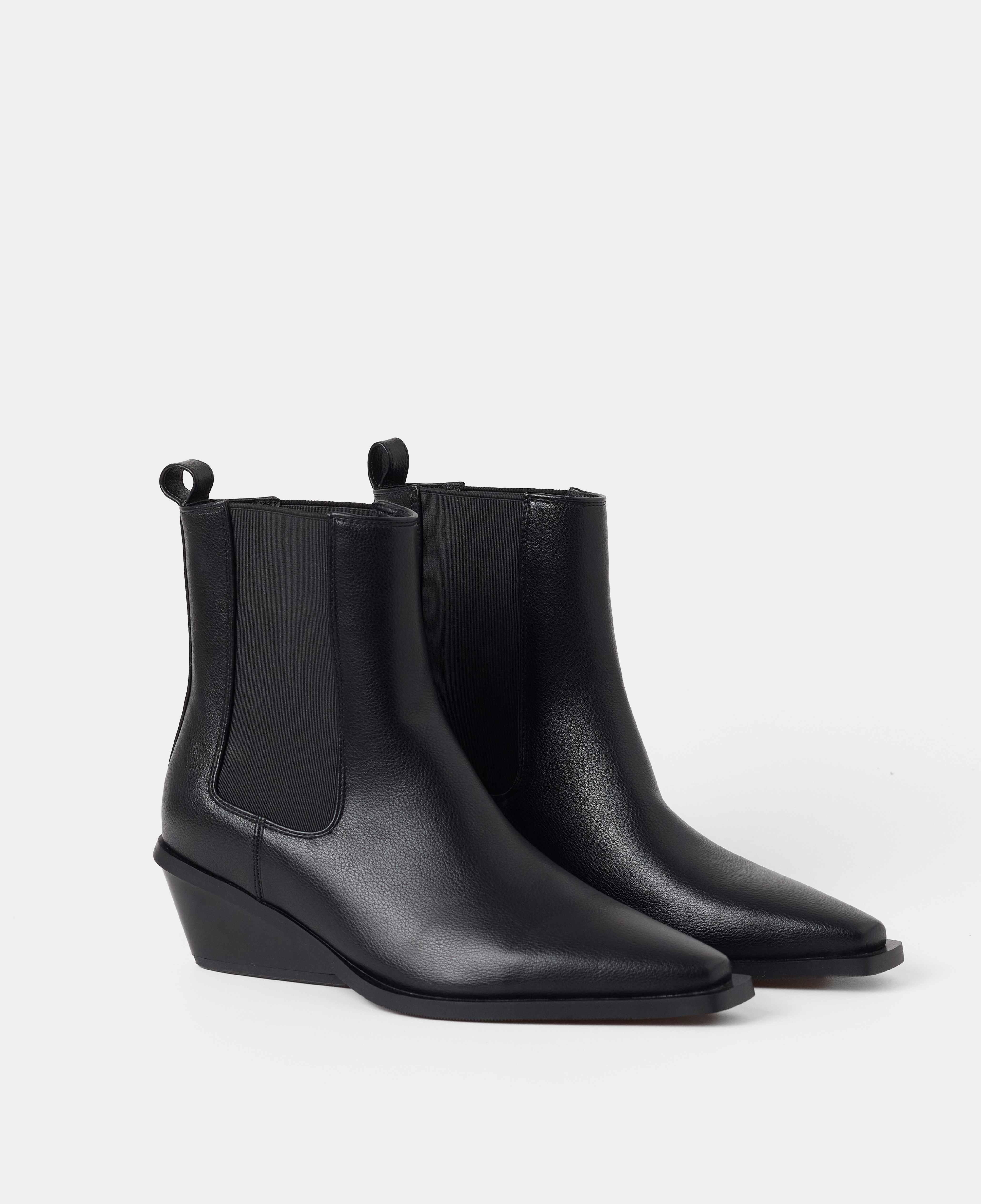 Botines cowboy de mujer lisos con elásticos laterales - Mim - Negro Negro-2