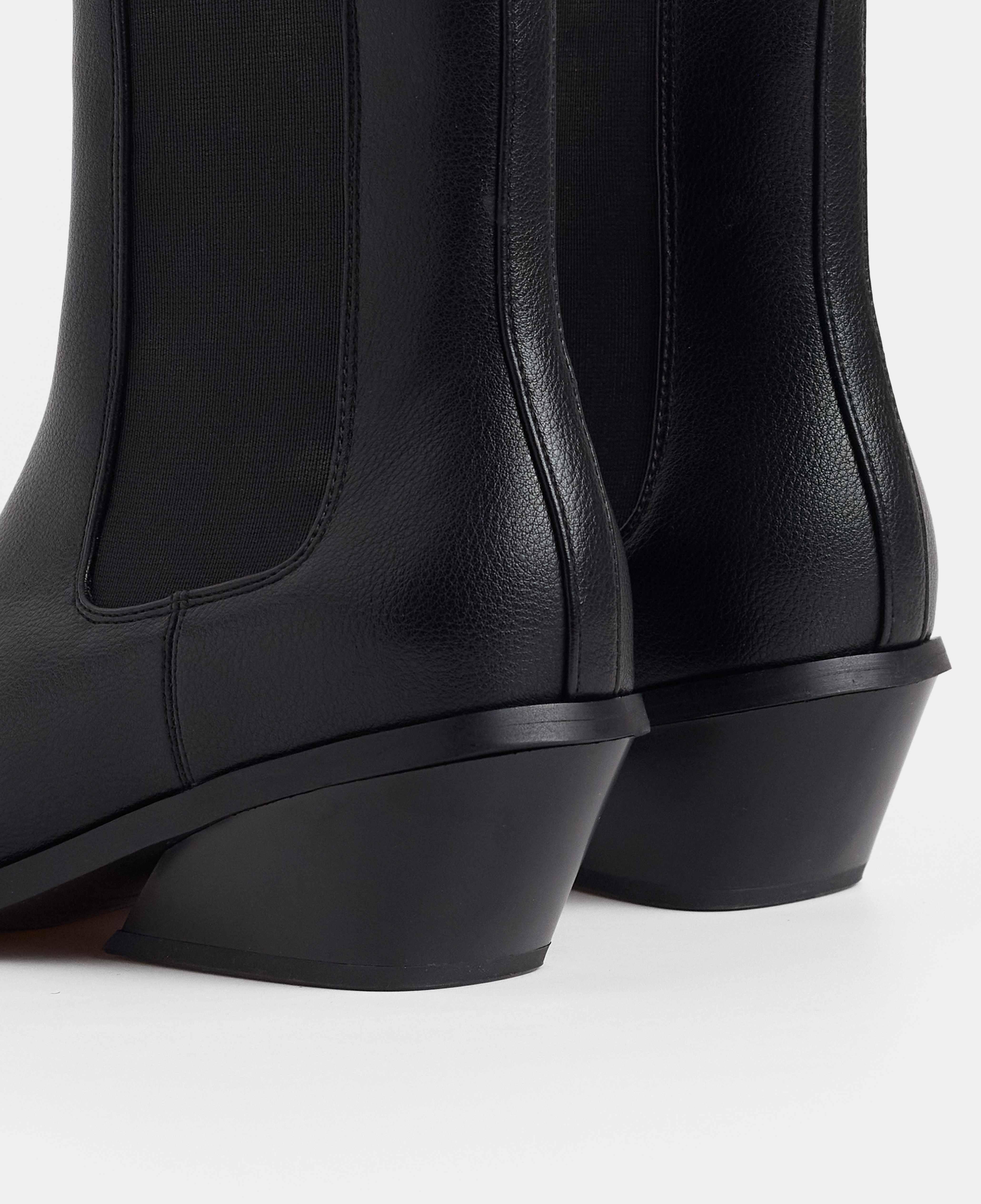 Botines cowboy de mujer lisos con elásticos laterales - Mim - Negro Negro-4