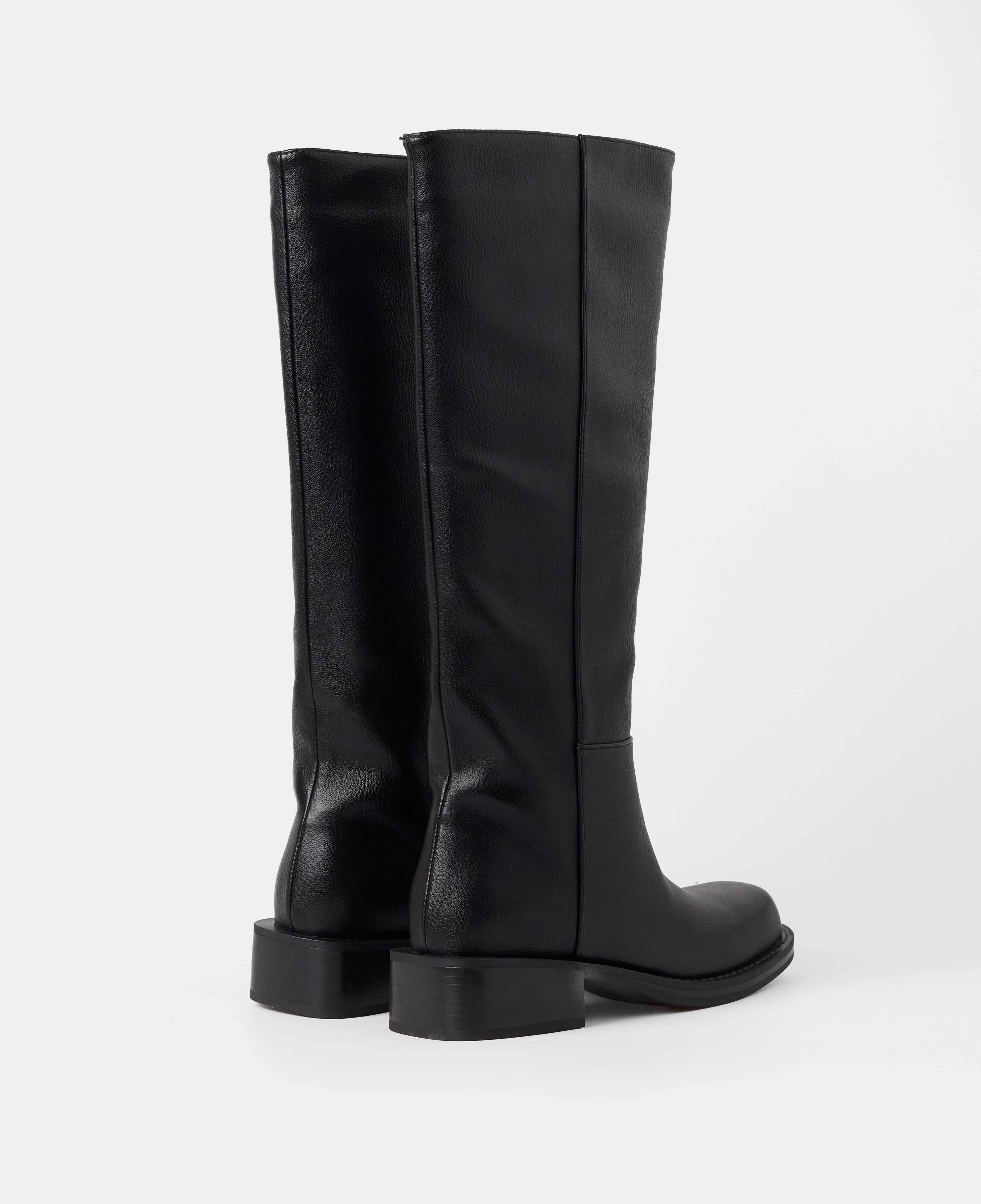 Botas básicas de mujer lisas planas con caña alta - Mim - Negro Negro-3