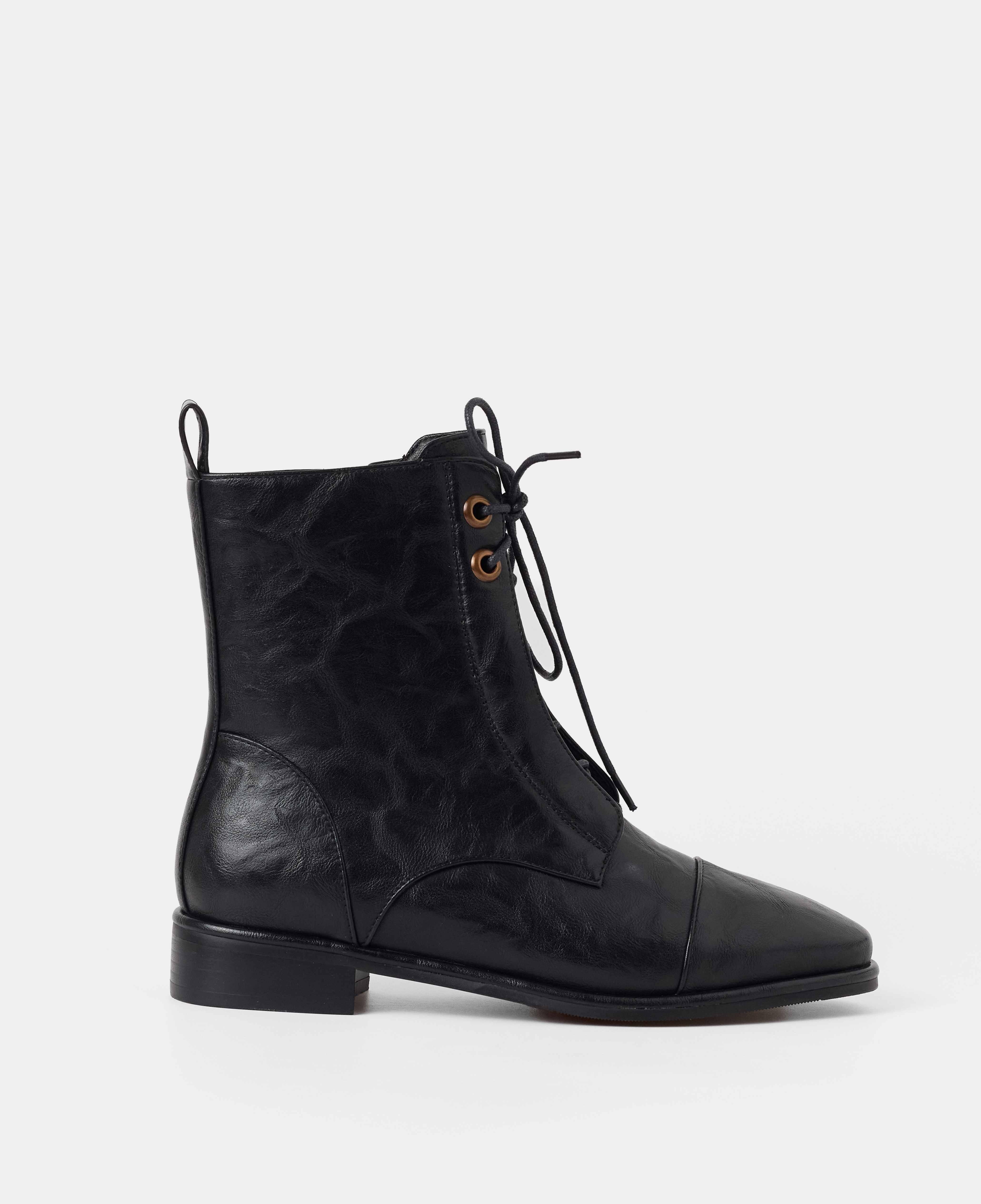 Botines básicos de mujer de caña baja con cordones - Mim - Negro Negro-1