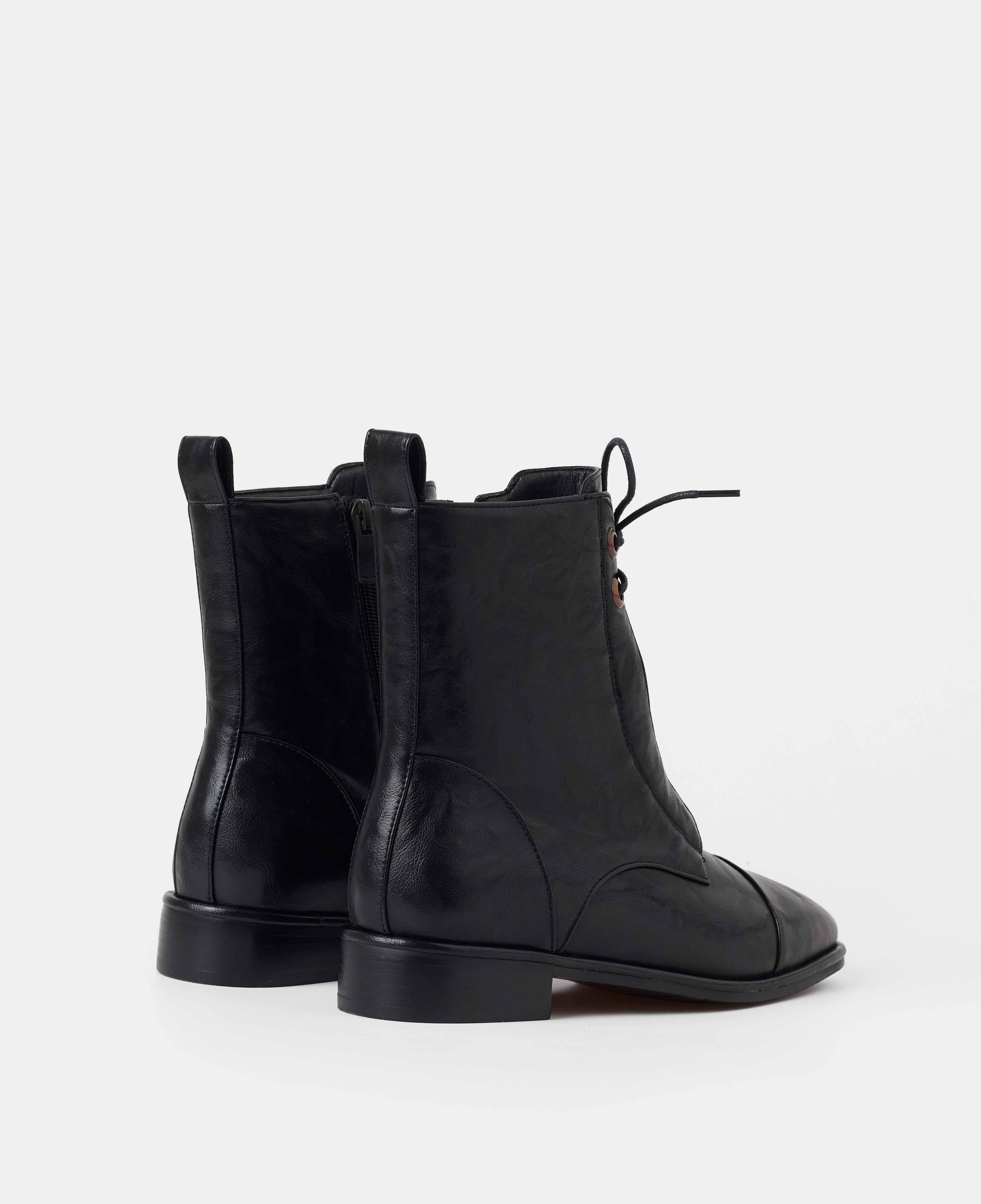 Botines básicos de mujer de caña baja con cordones - Mim - Negro Negro-3