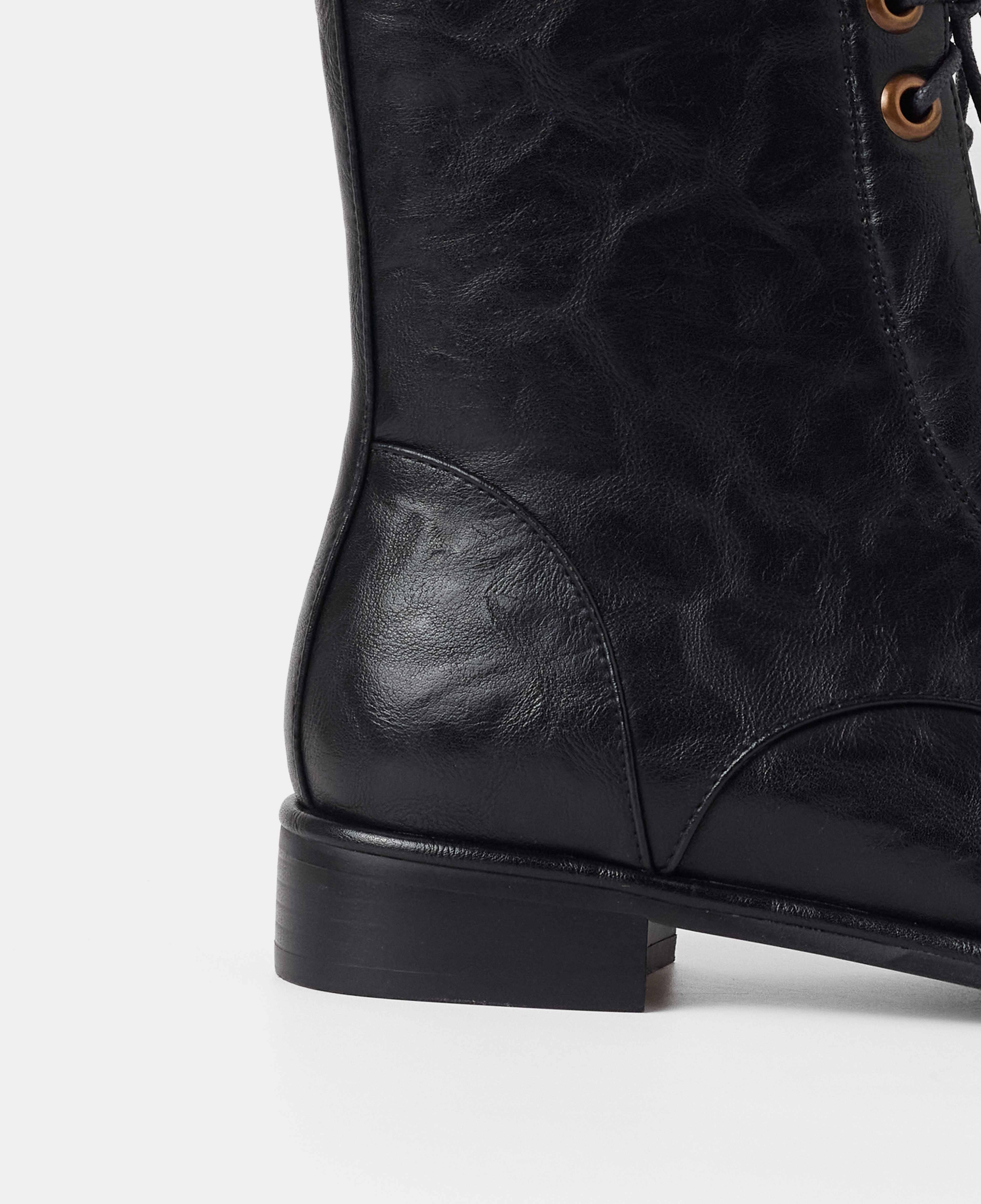 Botines básicos de mujer de caña baja con cordones - Mim - Negro Negro-4