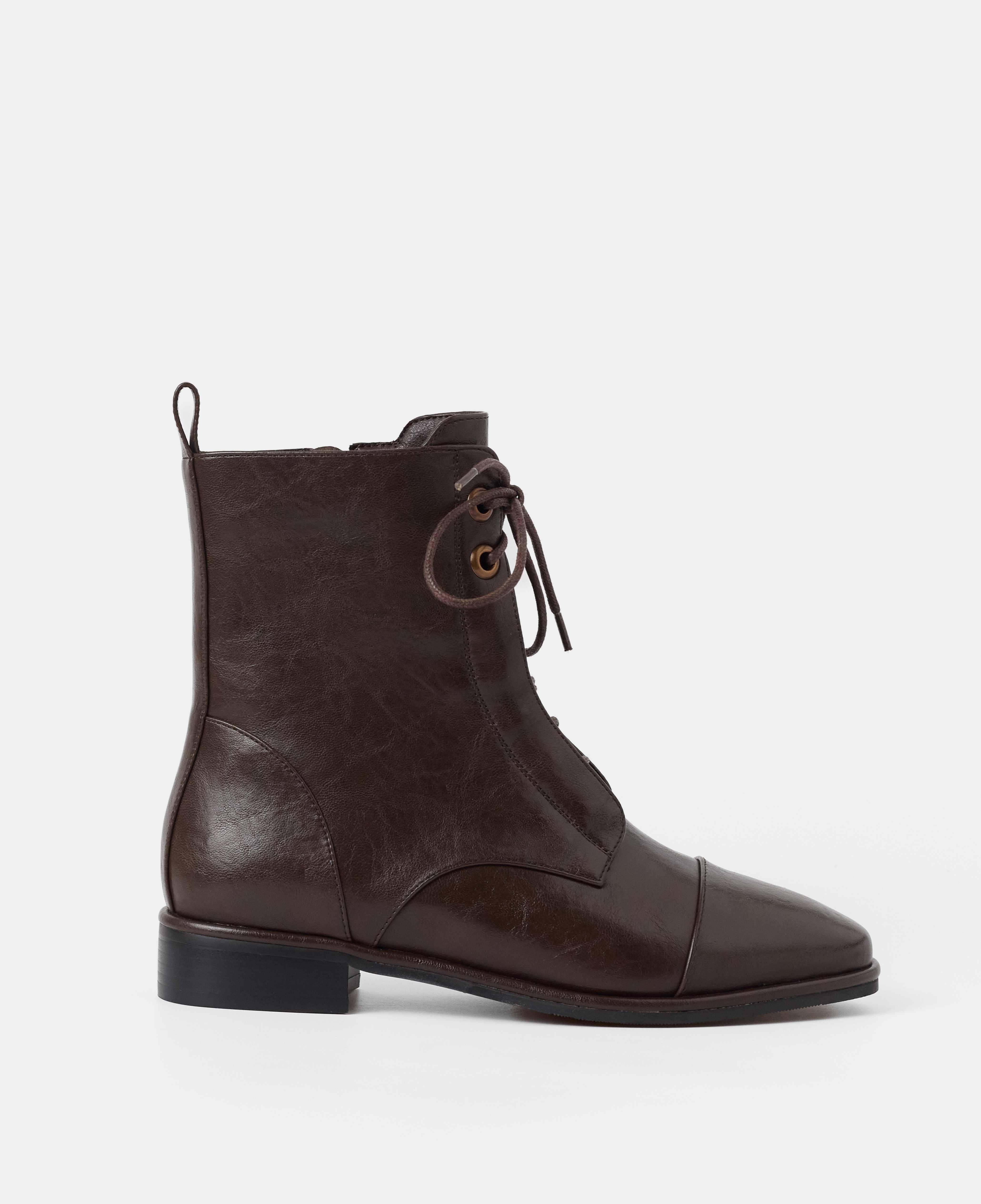 Botines básicos de mujer de caña baja con cordones - Mim - Marrón chocolate Marrón chocolate-1