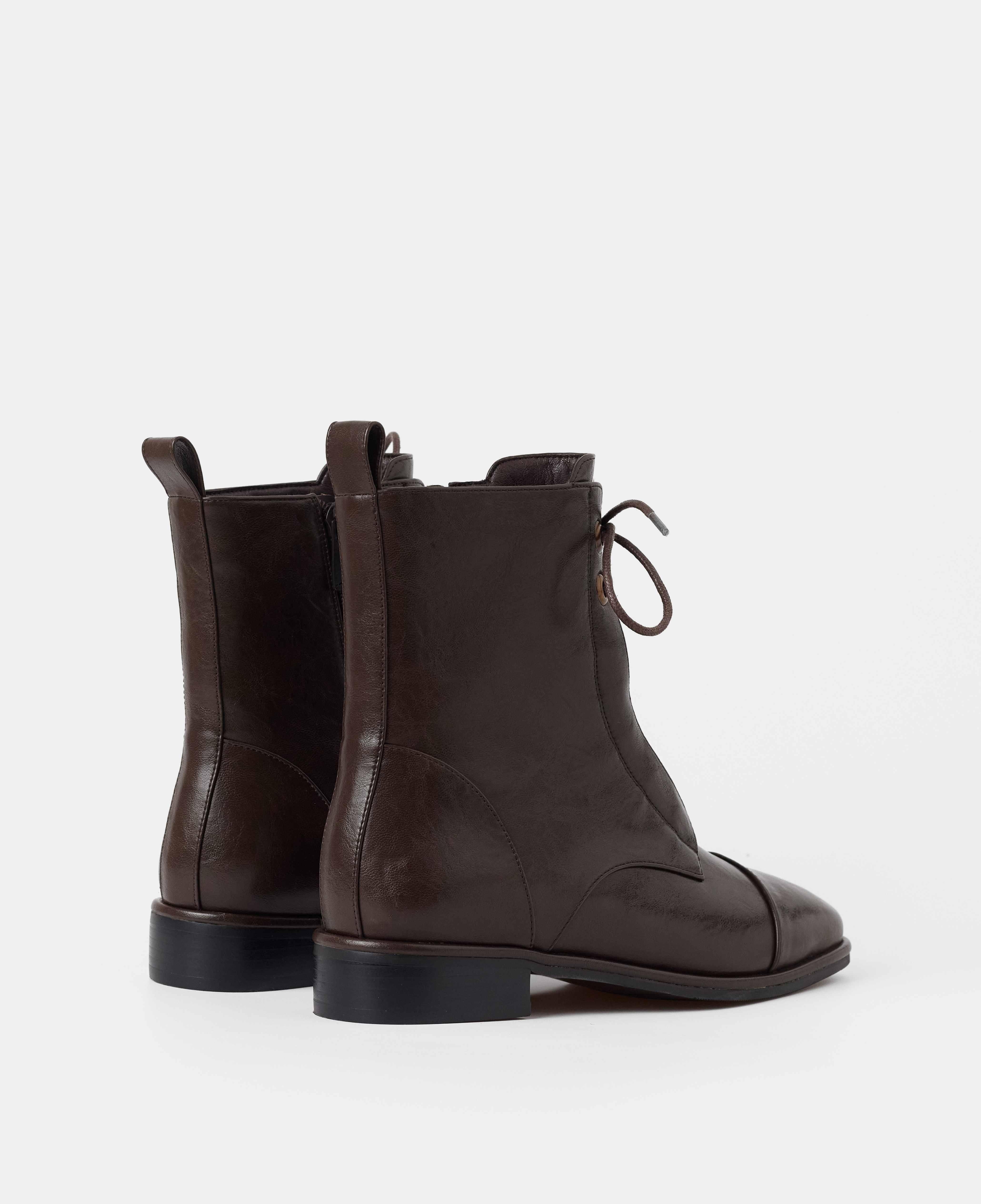 Botines básicos de mujer de caña baja con cordones - Mim - Marrón chocolate Marrón chocolate-3