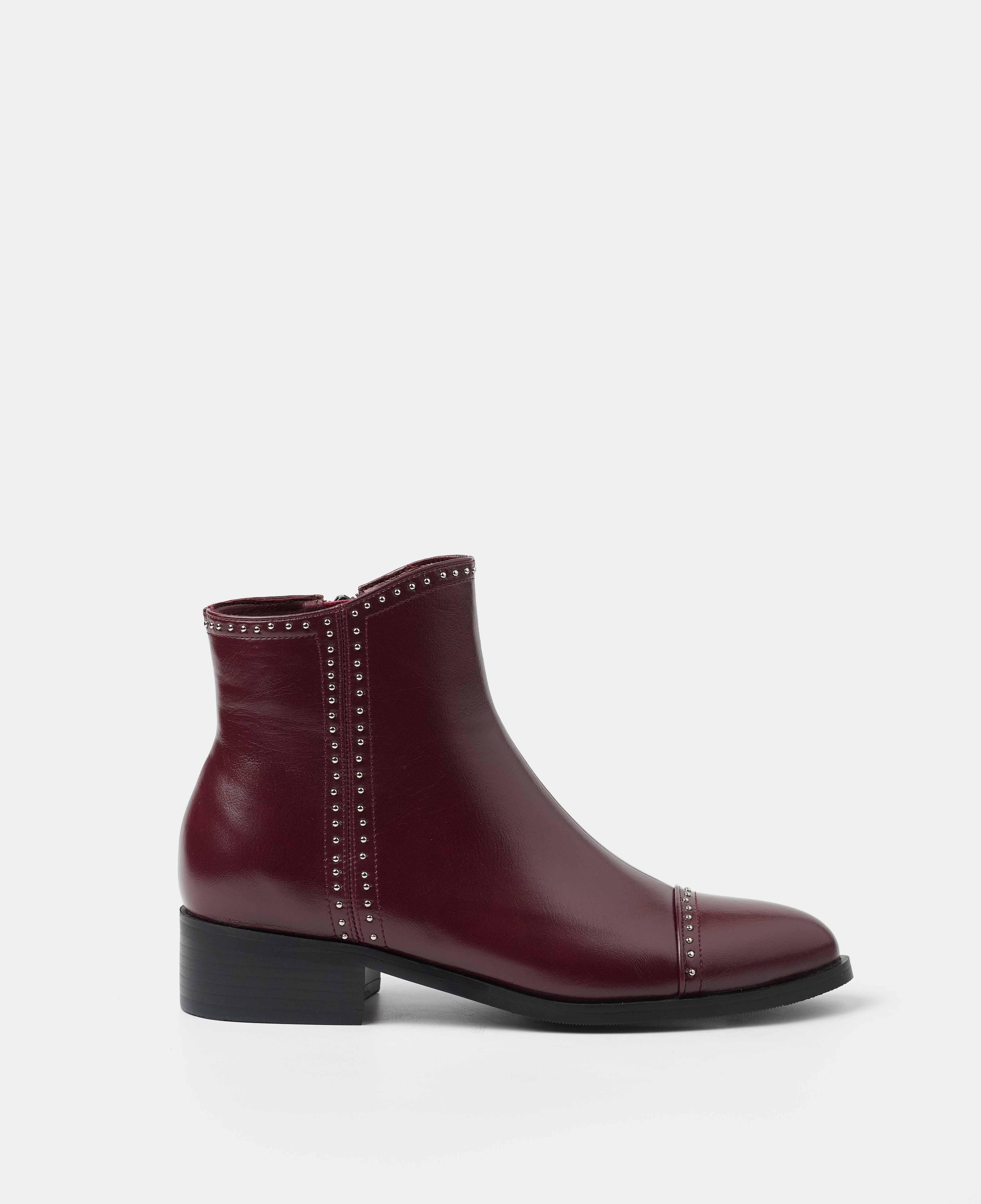 Botines básicos de mujer de caña baja con detalle de tachuelas - Mim - Burdeos Burdeos-1