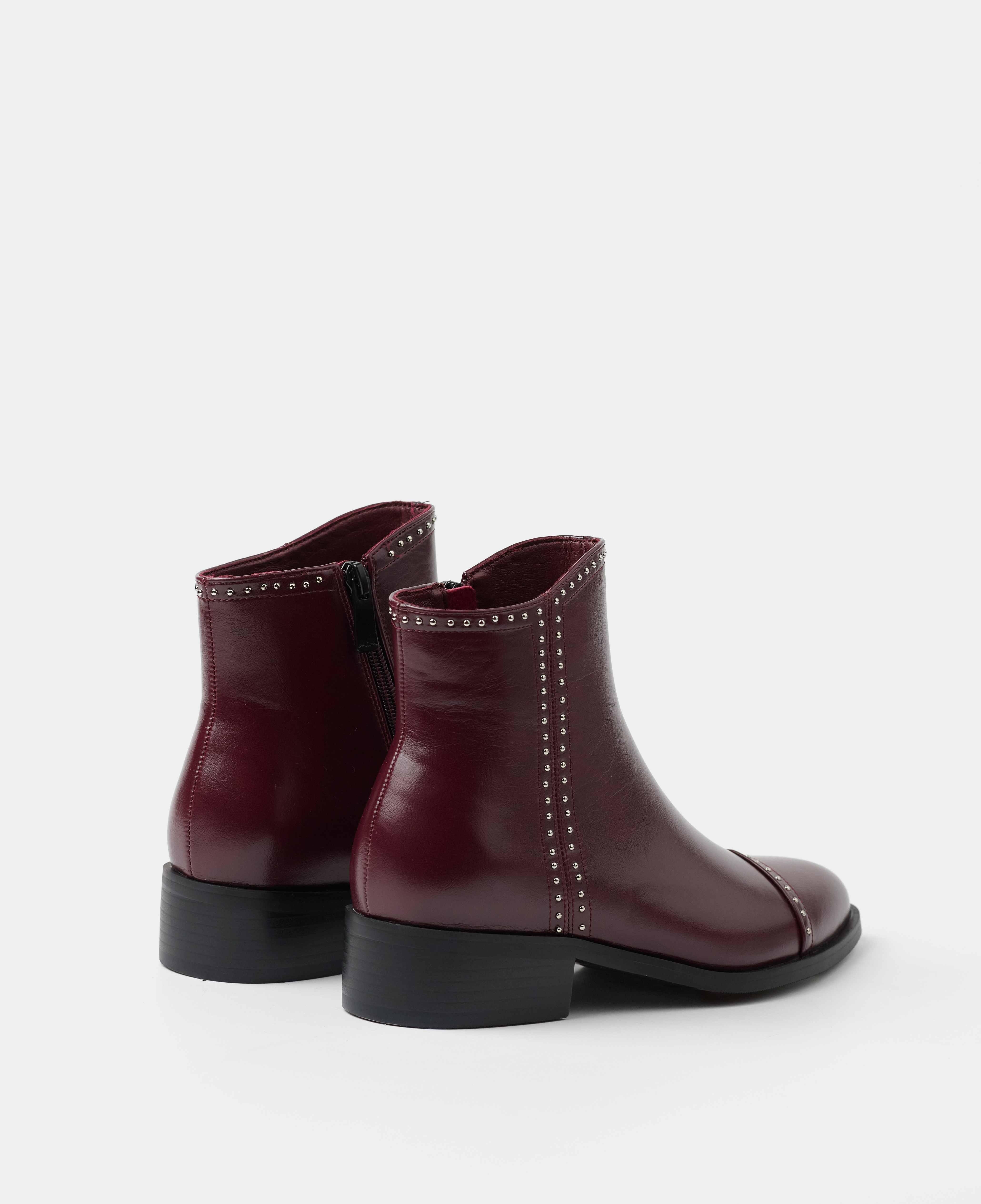 Botines básicos de mujer de caña baja con detalle de tachuelas - Mim - Burdeos Burdeos-3