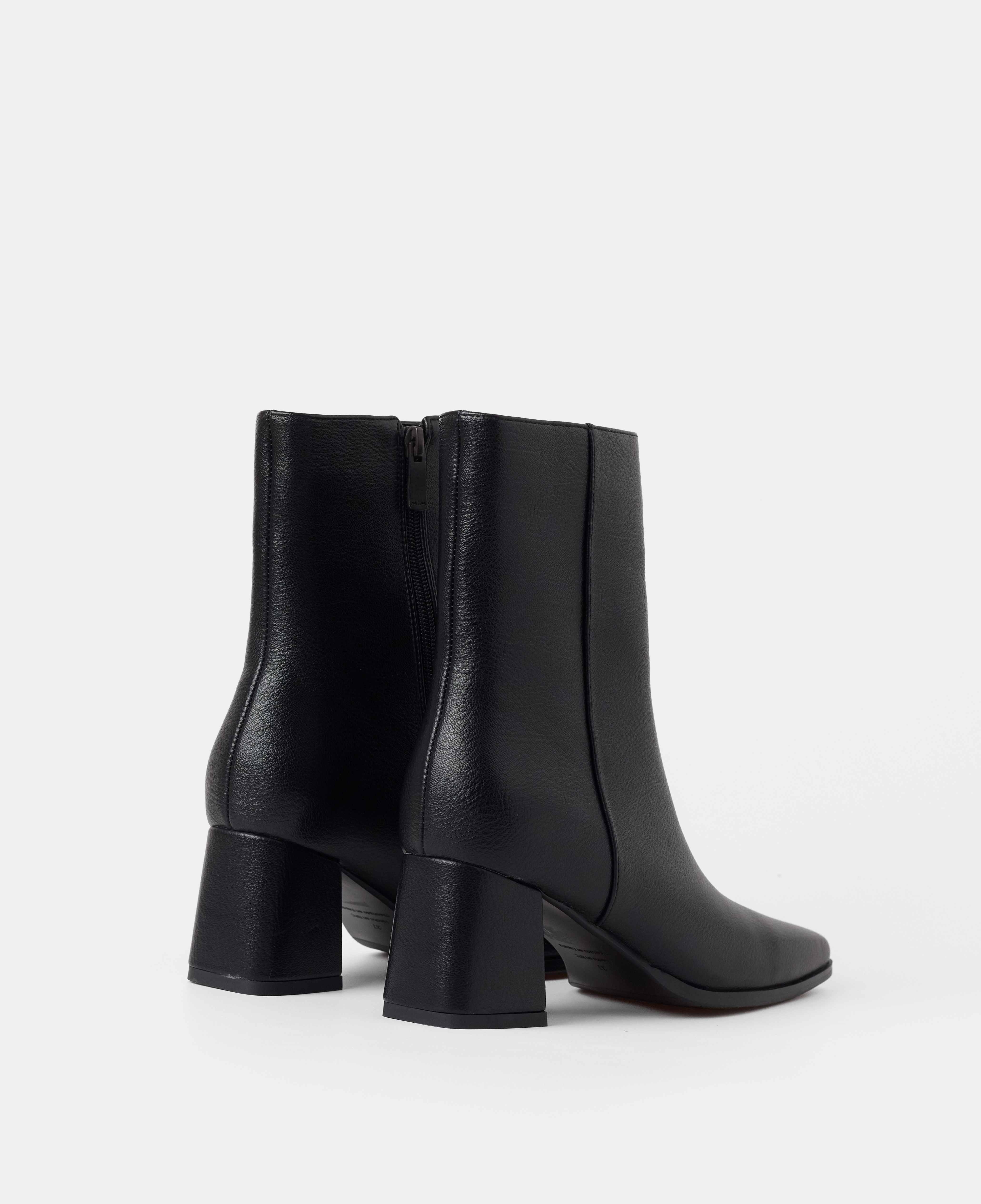 Botines básicos de mujer de caña baja lisos con tacón - Mim - Negro Negro-3