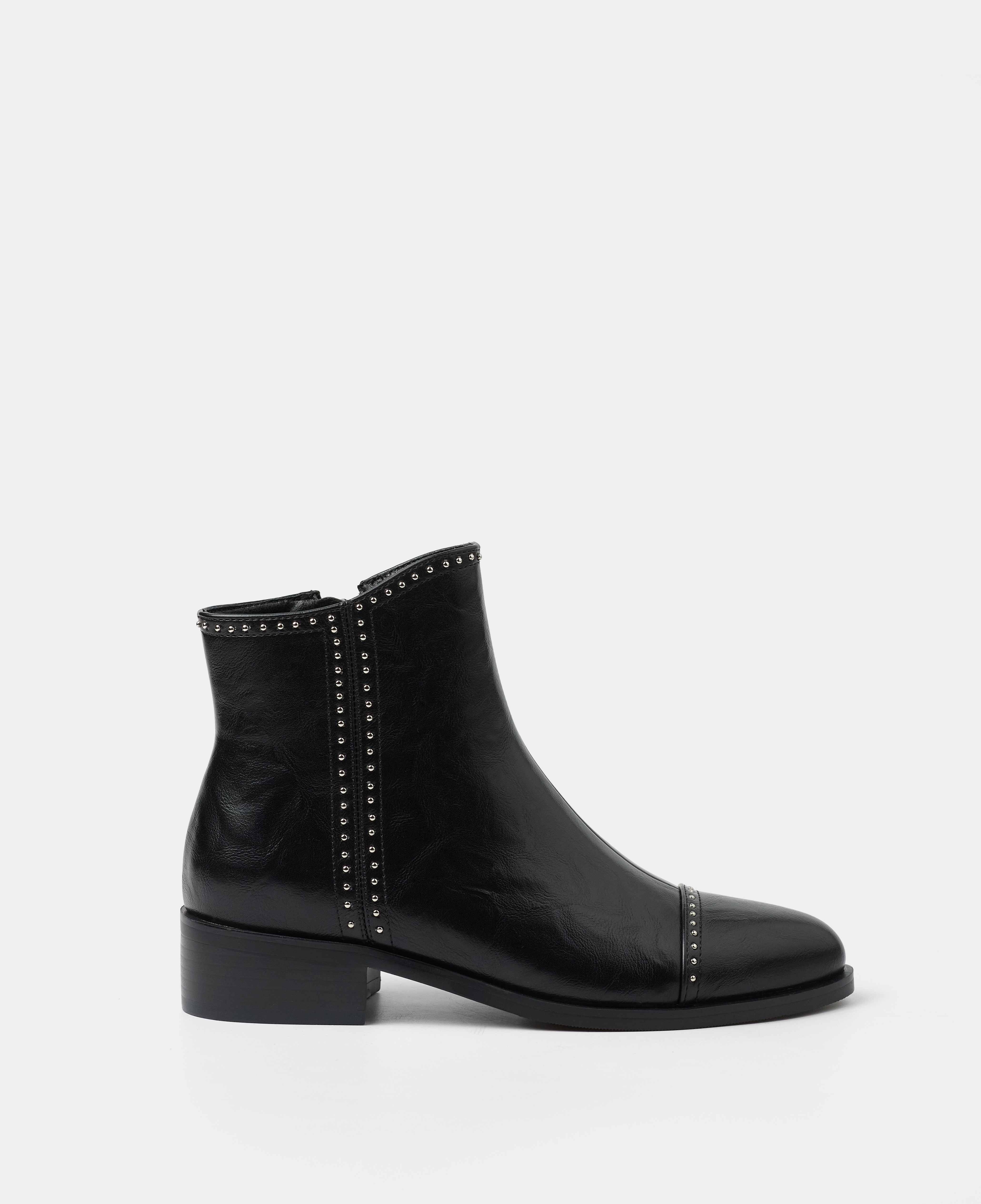 Botines básicos de mujer de caña baja con detalle de tachuelas - Mim - Negro Negro-1