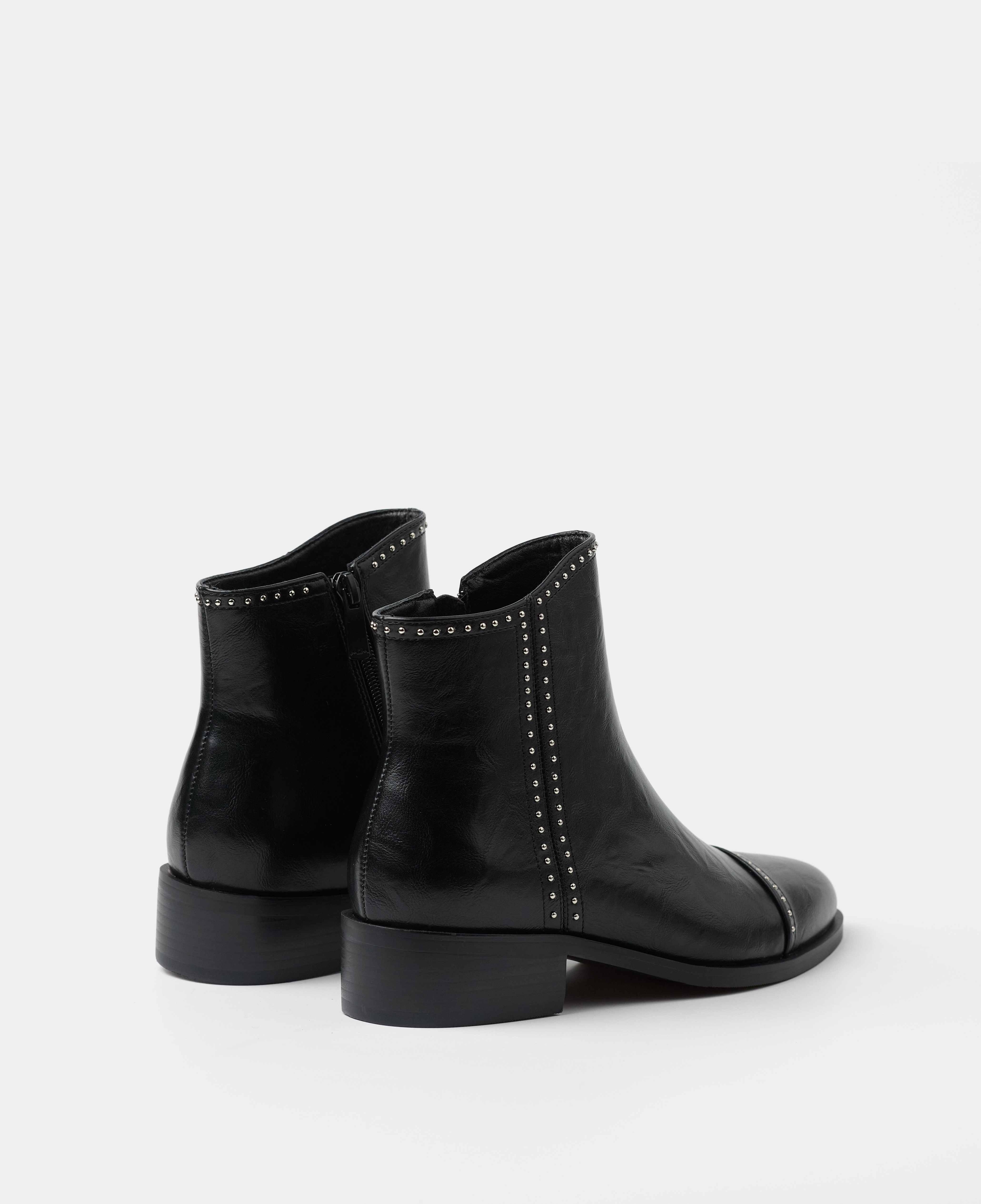 Botines básicos de mujer de caña baja con detalle de tachuelas - Mim - Negro Negro-3