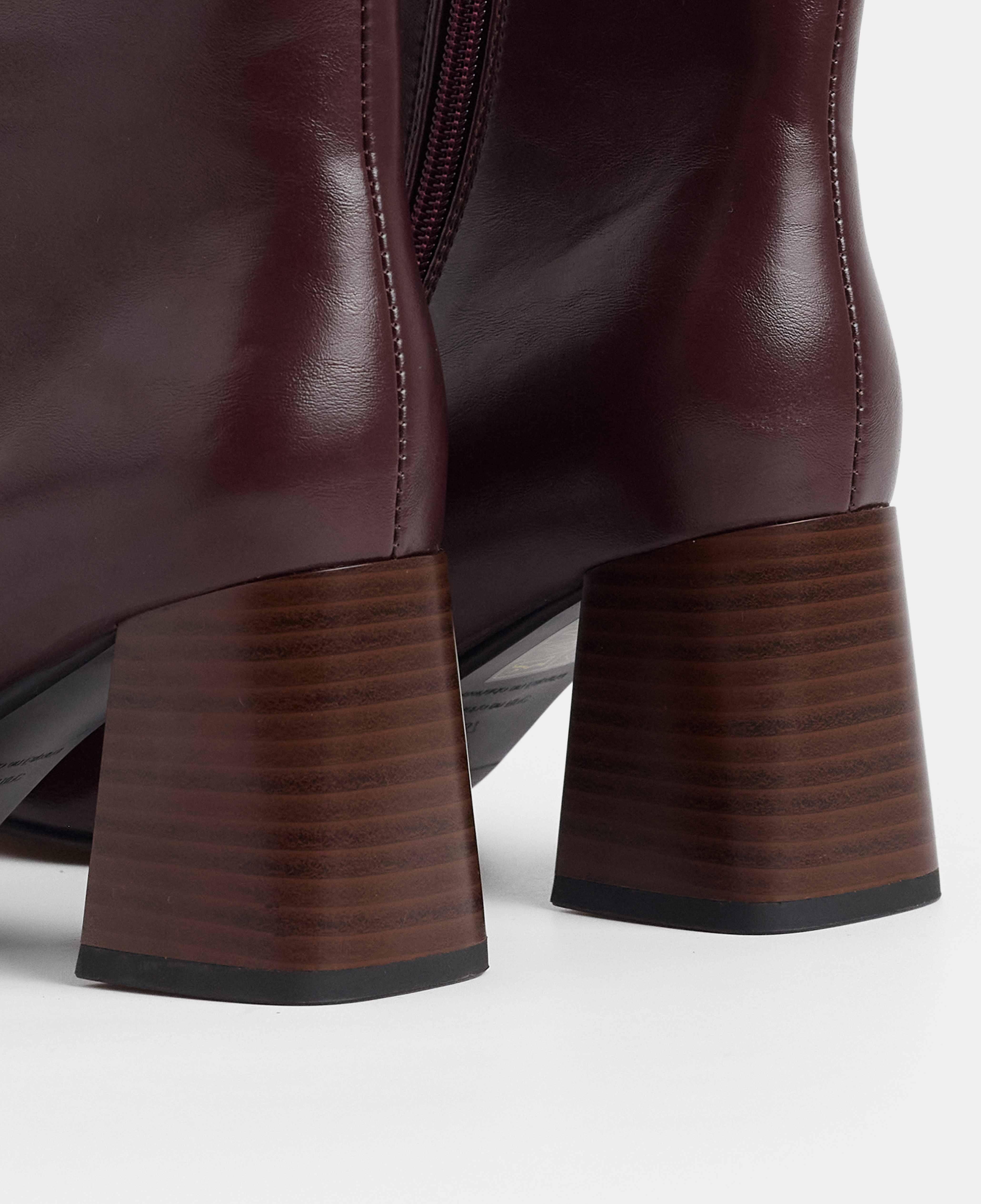 Botines básicos de mujer de caña baja lisos con tacón - Mim - Burdeos Burdeos-4