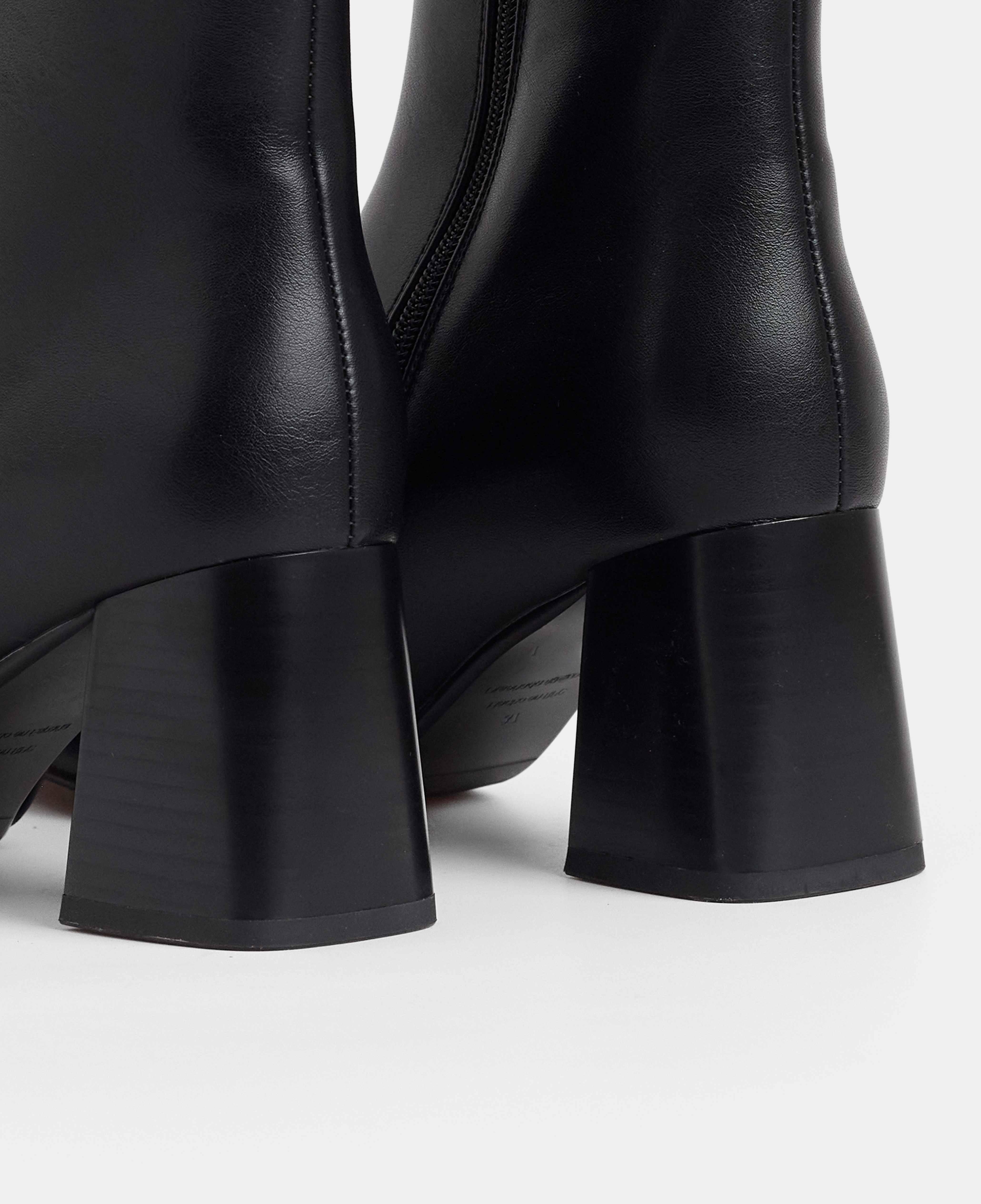 Botines básicos de mujer de caña baja lisos con tacón - Mim - Negro Negro-4