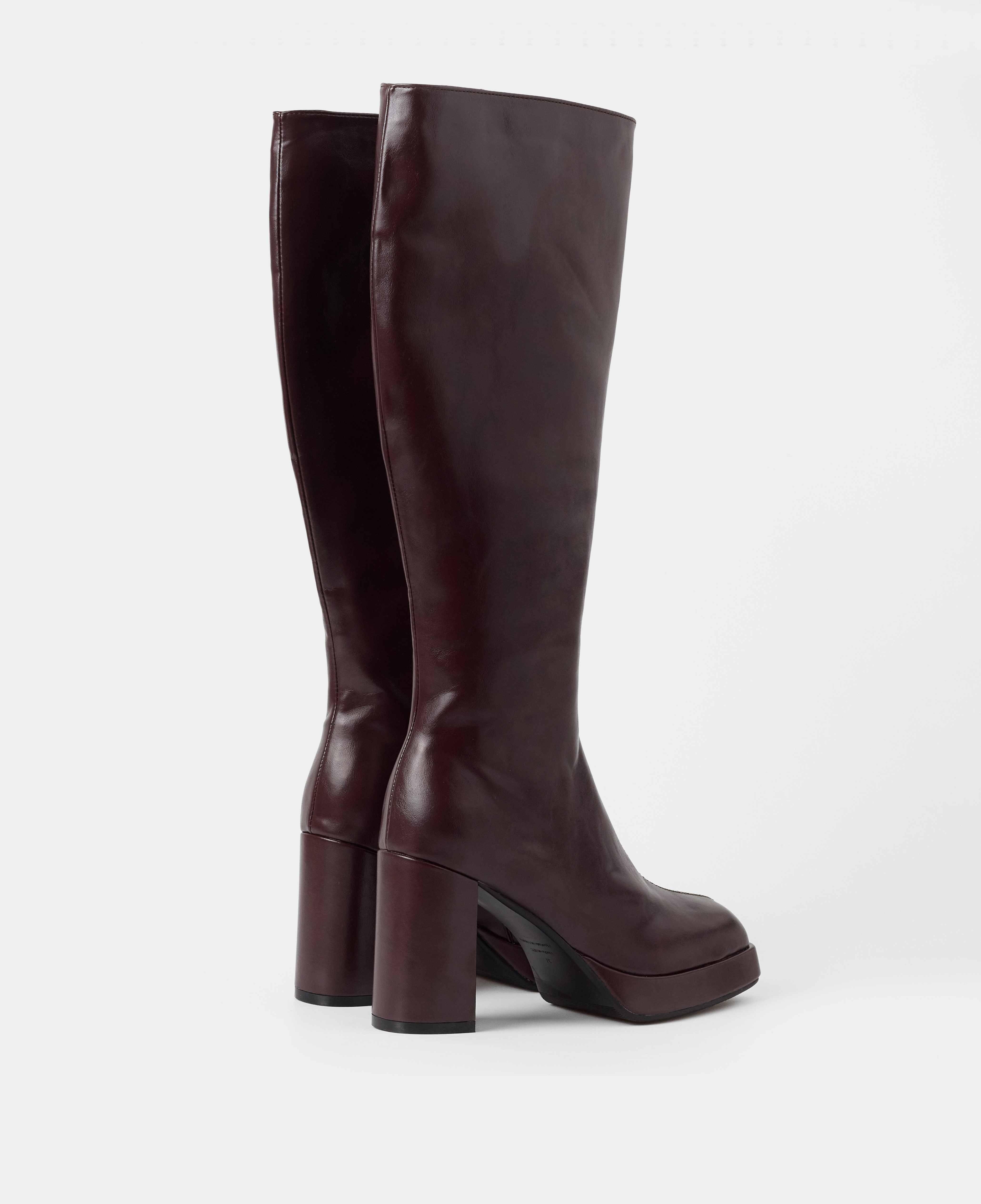 Botas básicas de mujer de caña alta con tacón y plataforma - Mim - Burdeos Burdeos-3