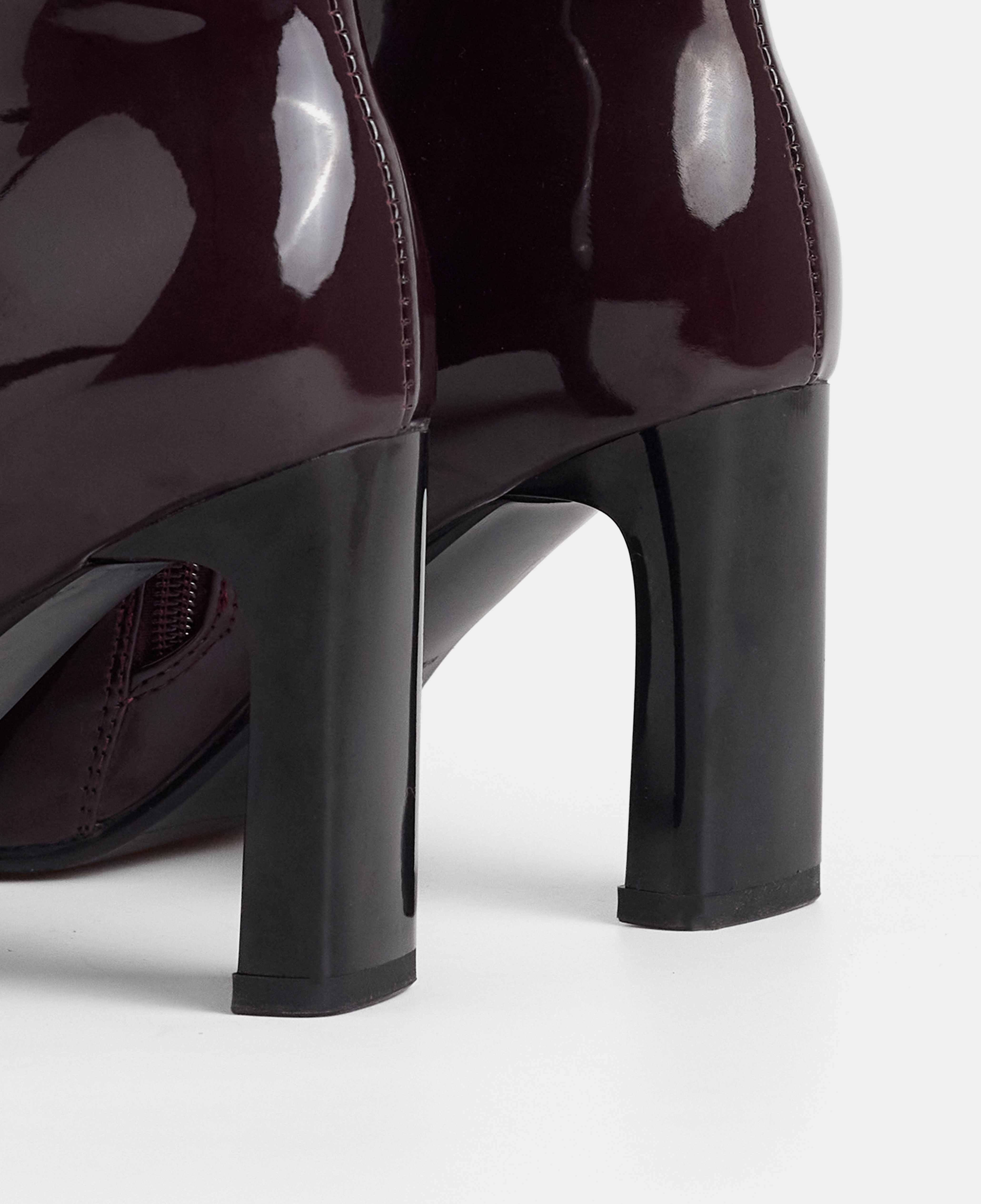 Botines básicos de mujer de caña baja en charol con tacón rectangular - Mim - Burdeos Burdeos-4