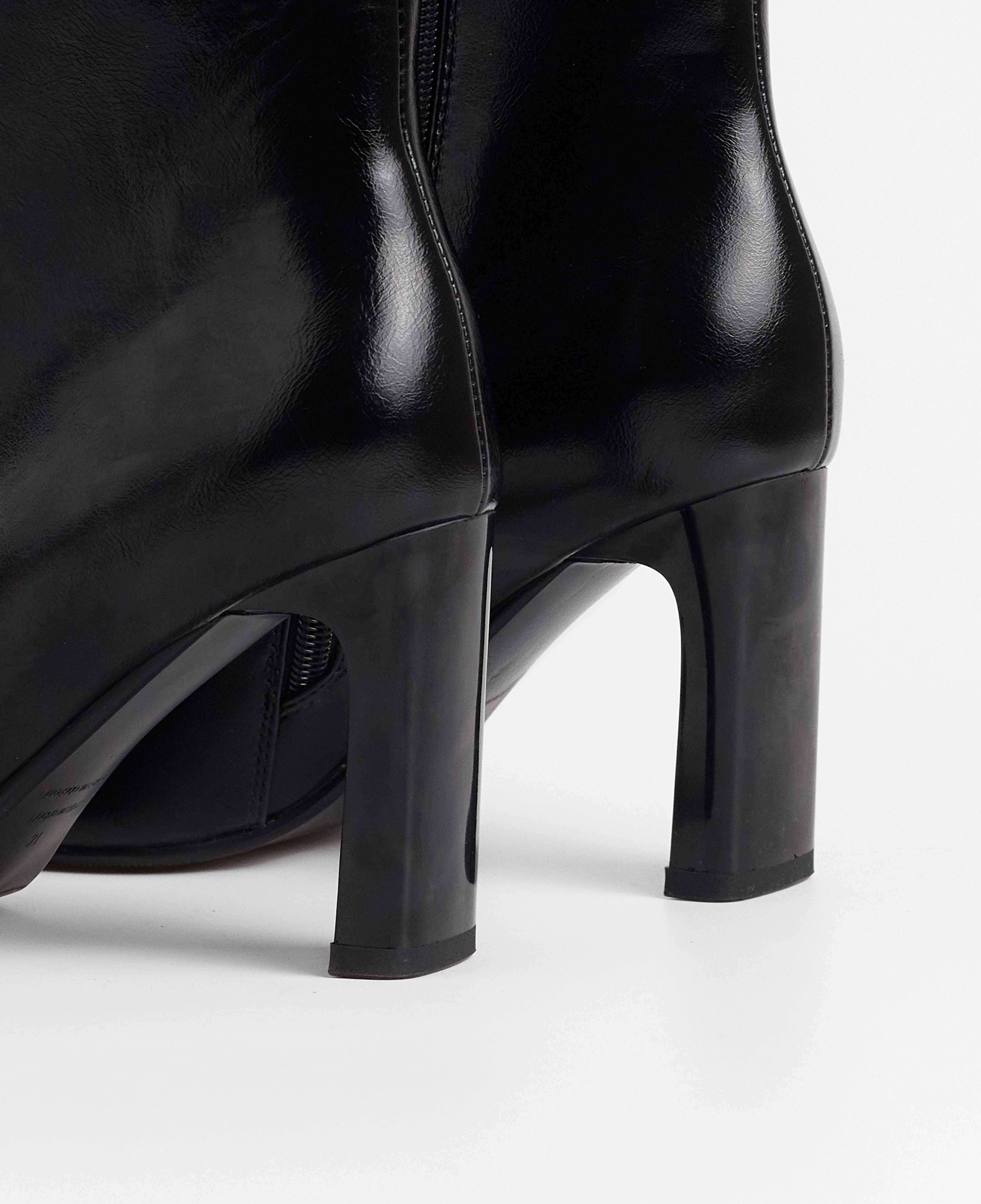 Botines básicos de mujer de caña baja en charol con tacón rectangular - Mim - Negro Negro-4