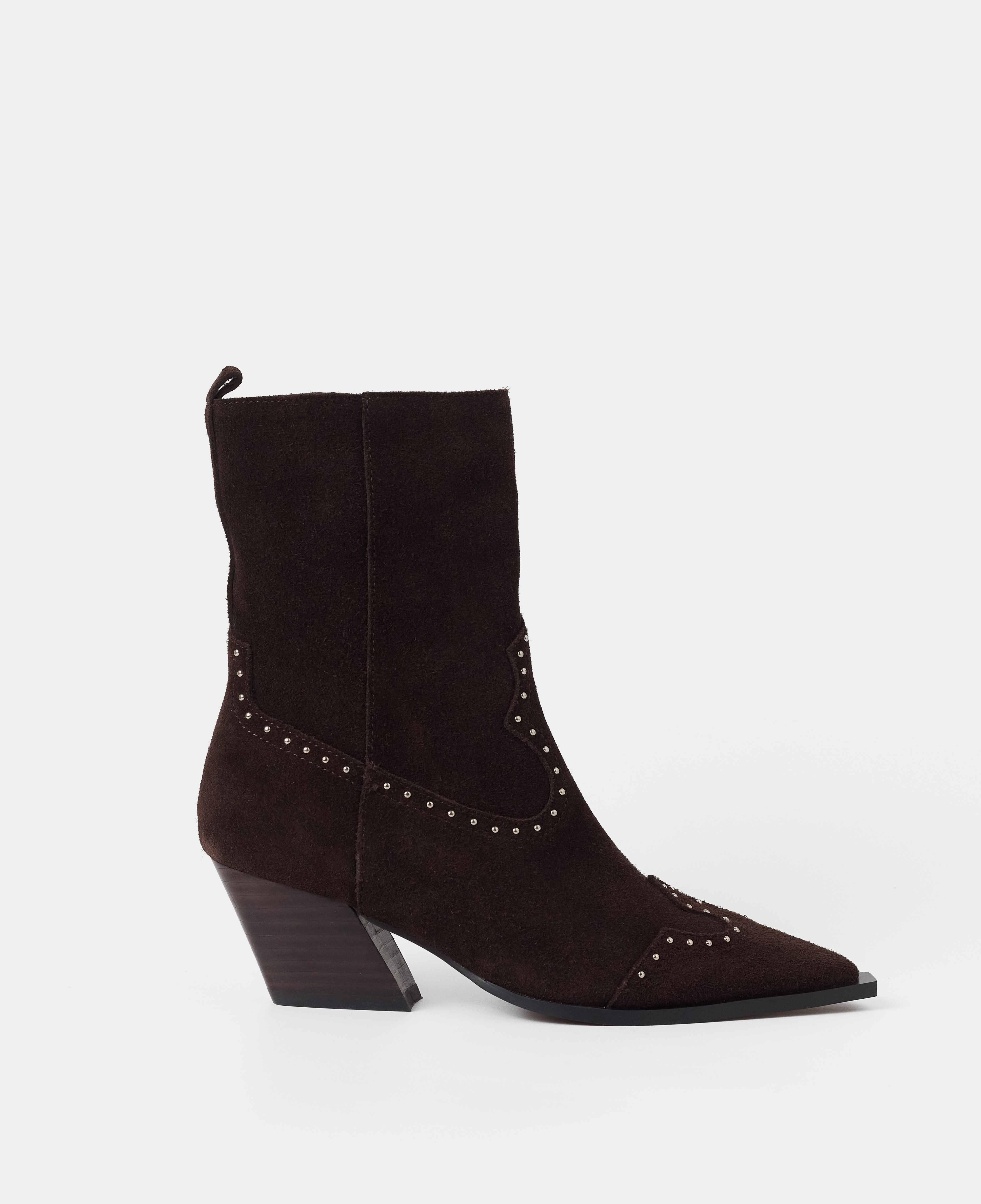 Imagen 1 de Botines cowboy de mujer de caña baja con detalle de tachuelas - Mim - Marrón chocolate Marrón chocolate