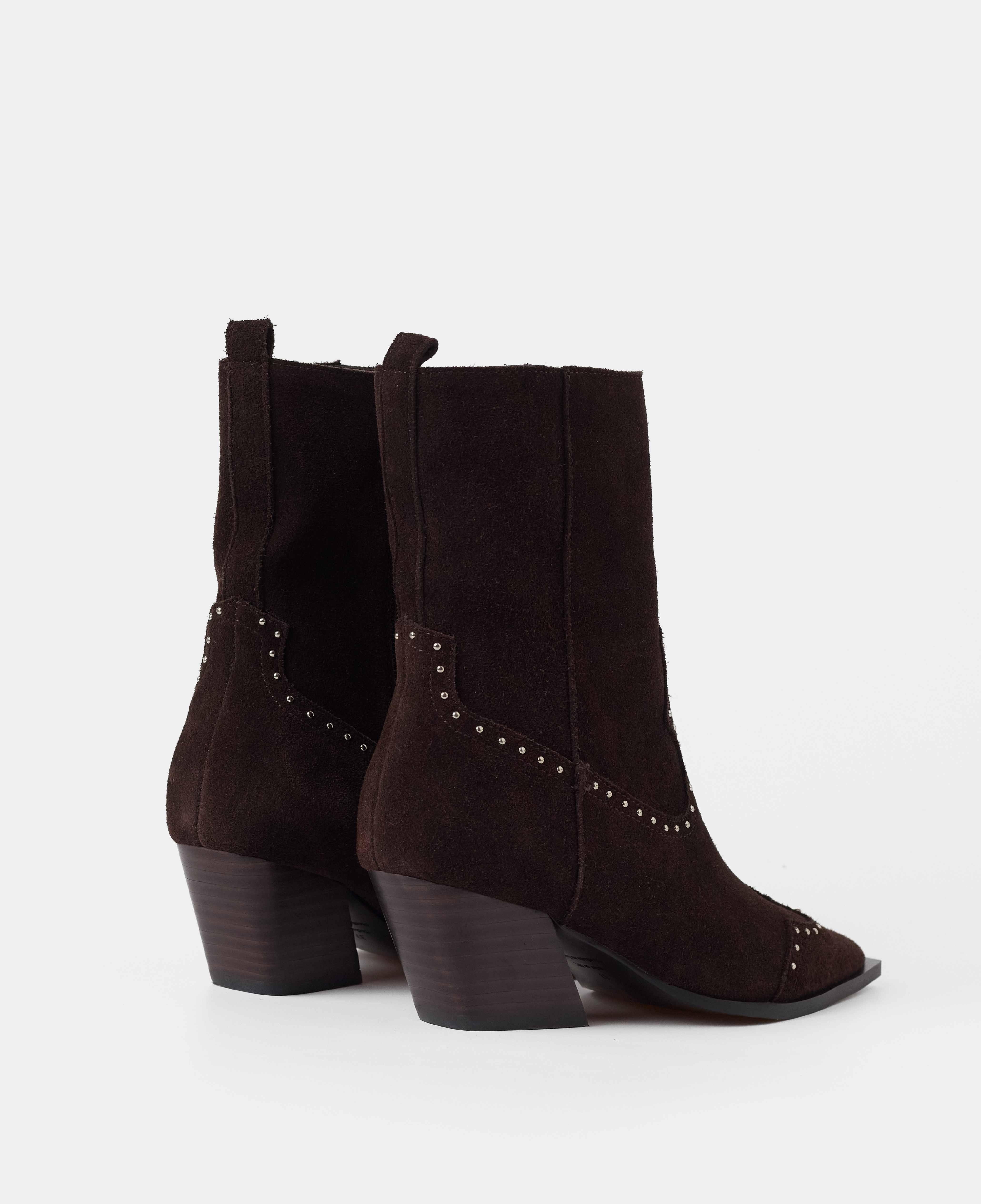 Imagen 3 de Botines cowboy de mujer de caña baja con detalle de tachuelas - Mim - Marrón chocolate Marrón chocolate