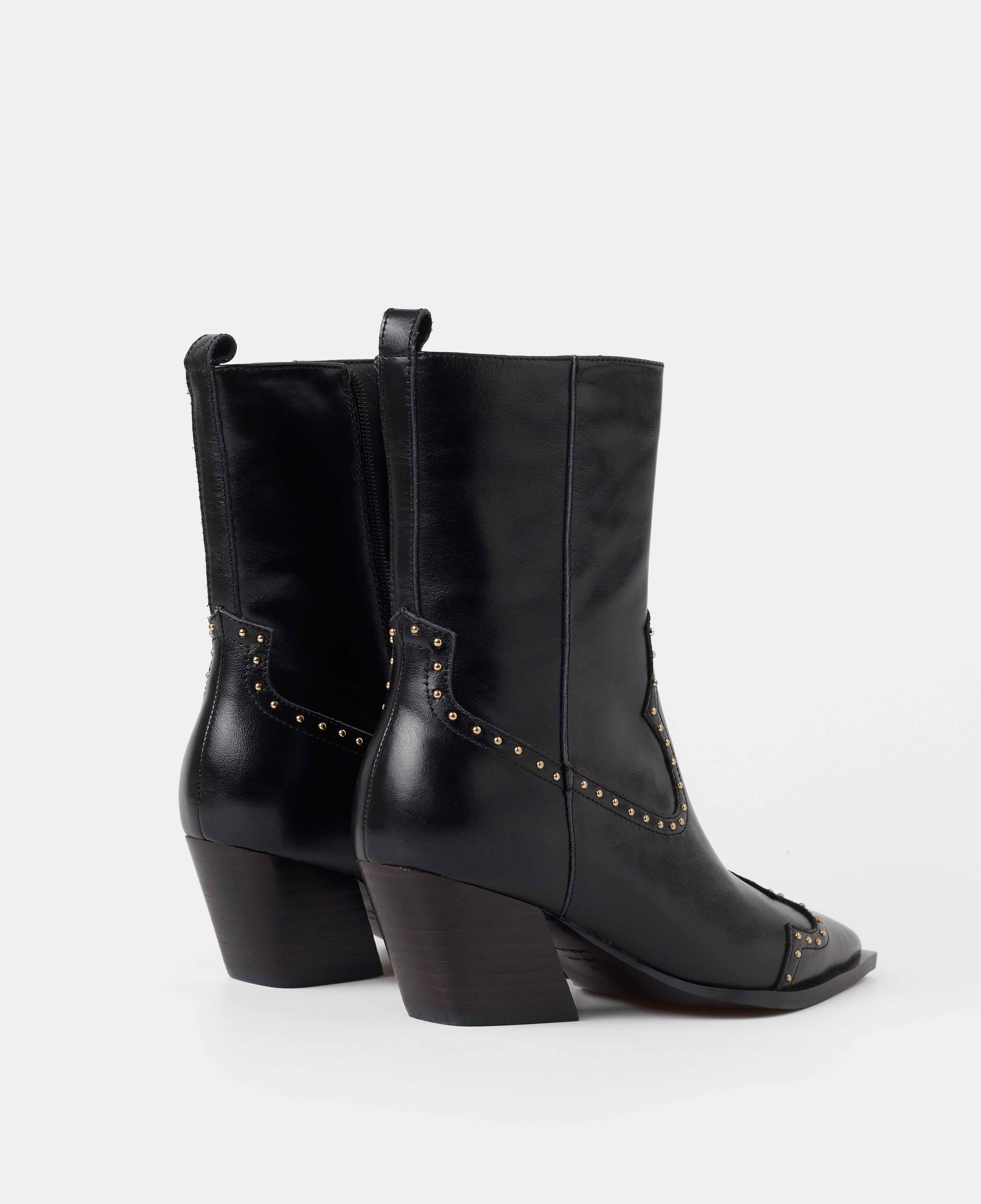 Imagen 3 de Botines cowboy de mujer de caña baja con detalle de tachuelas - Mim - Negro Negro