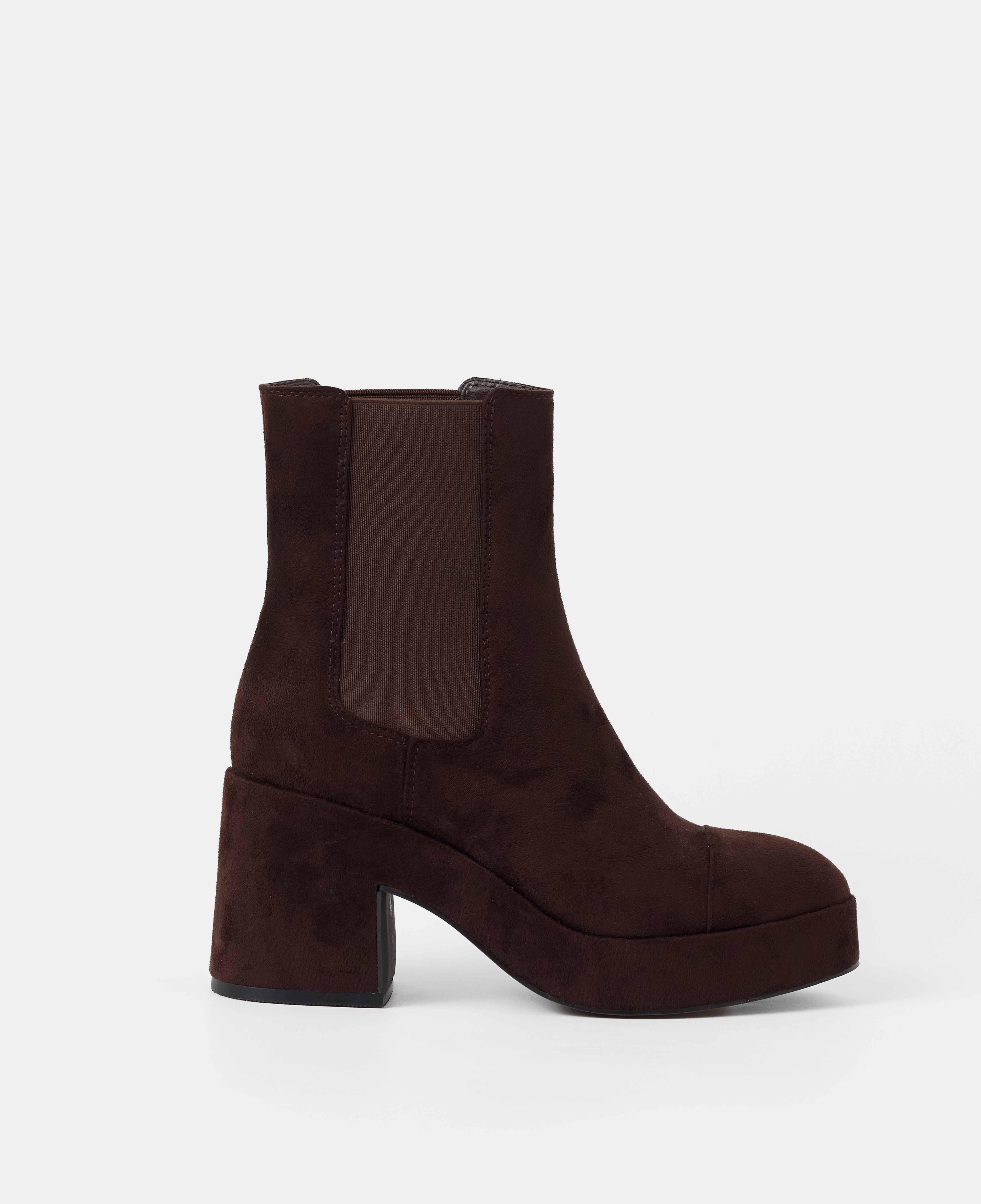 Botines chelsea de mujer de caña baja con elásticos laterales y tacón - Mim - Marrón chocolate Marrón chocolate-1