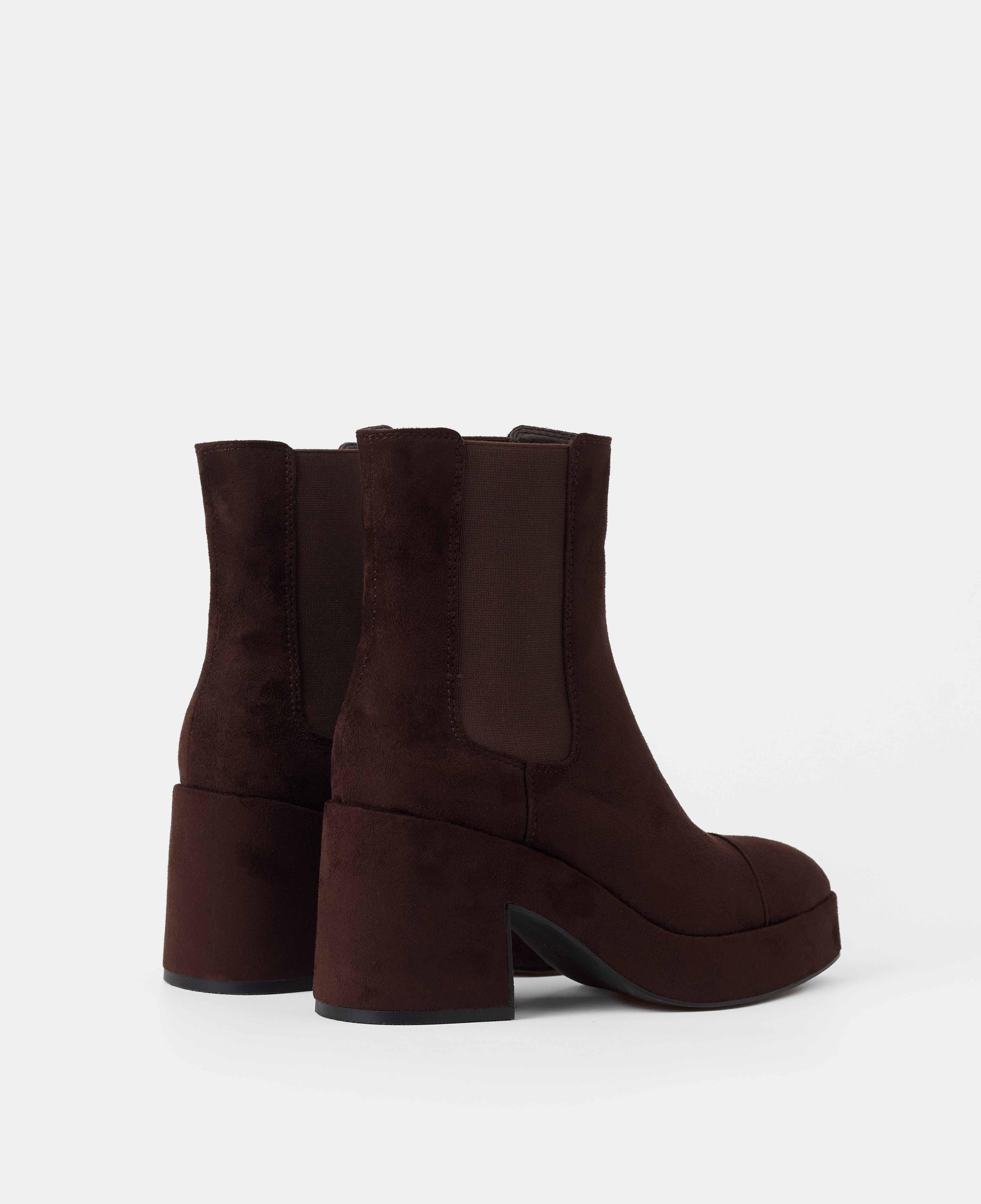 Botines chelsea de mujer de caña baja con elásticos laterales y tacón - Mim - Marrón chocolate Marrón chocolate-3