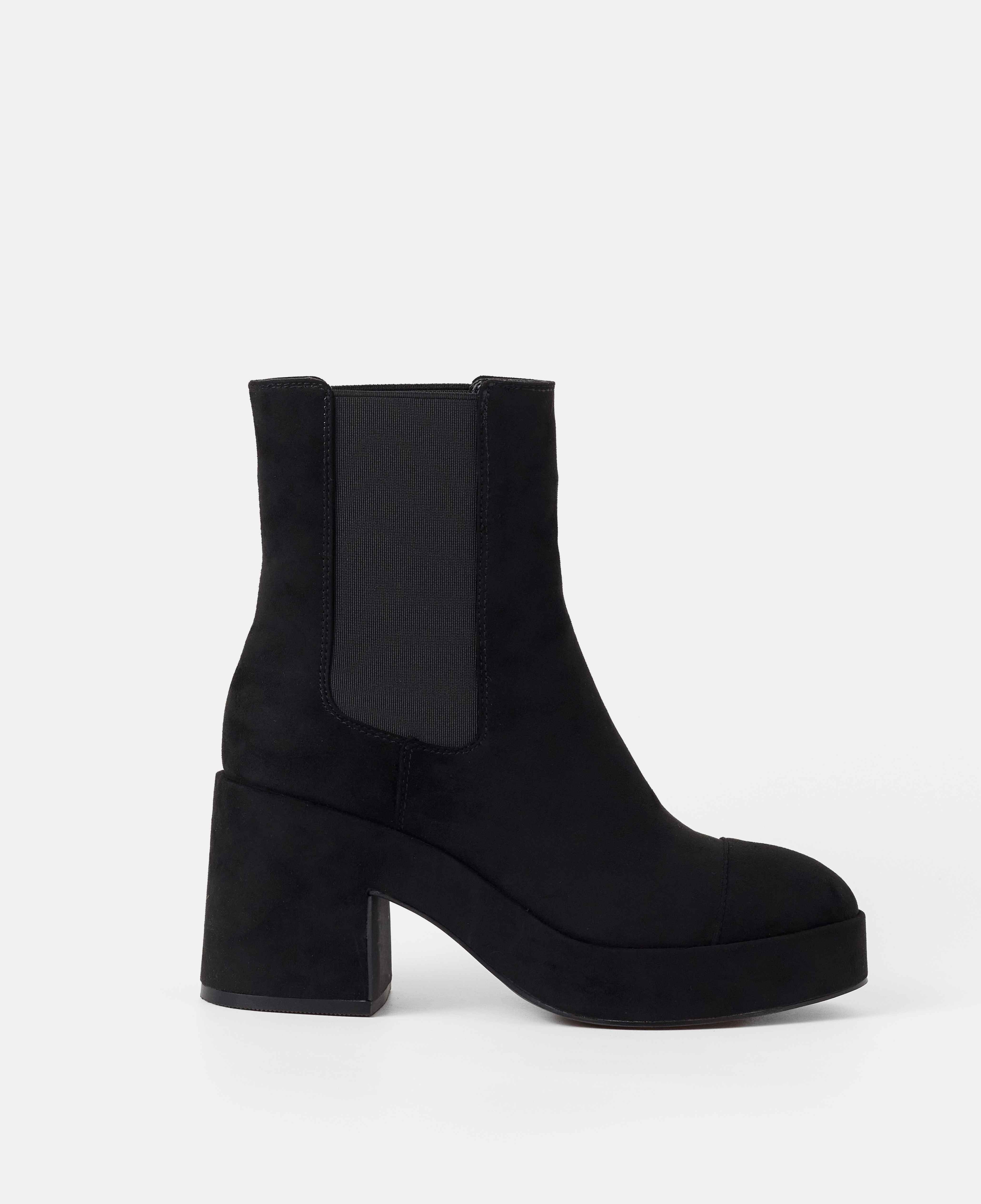 Botines chelsea de mujer de caña baja con elásticos laterales y tacón - Mim - Negro Negro-1