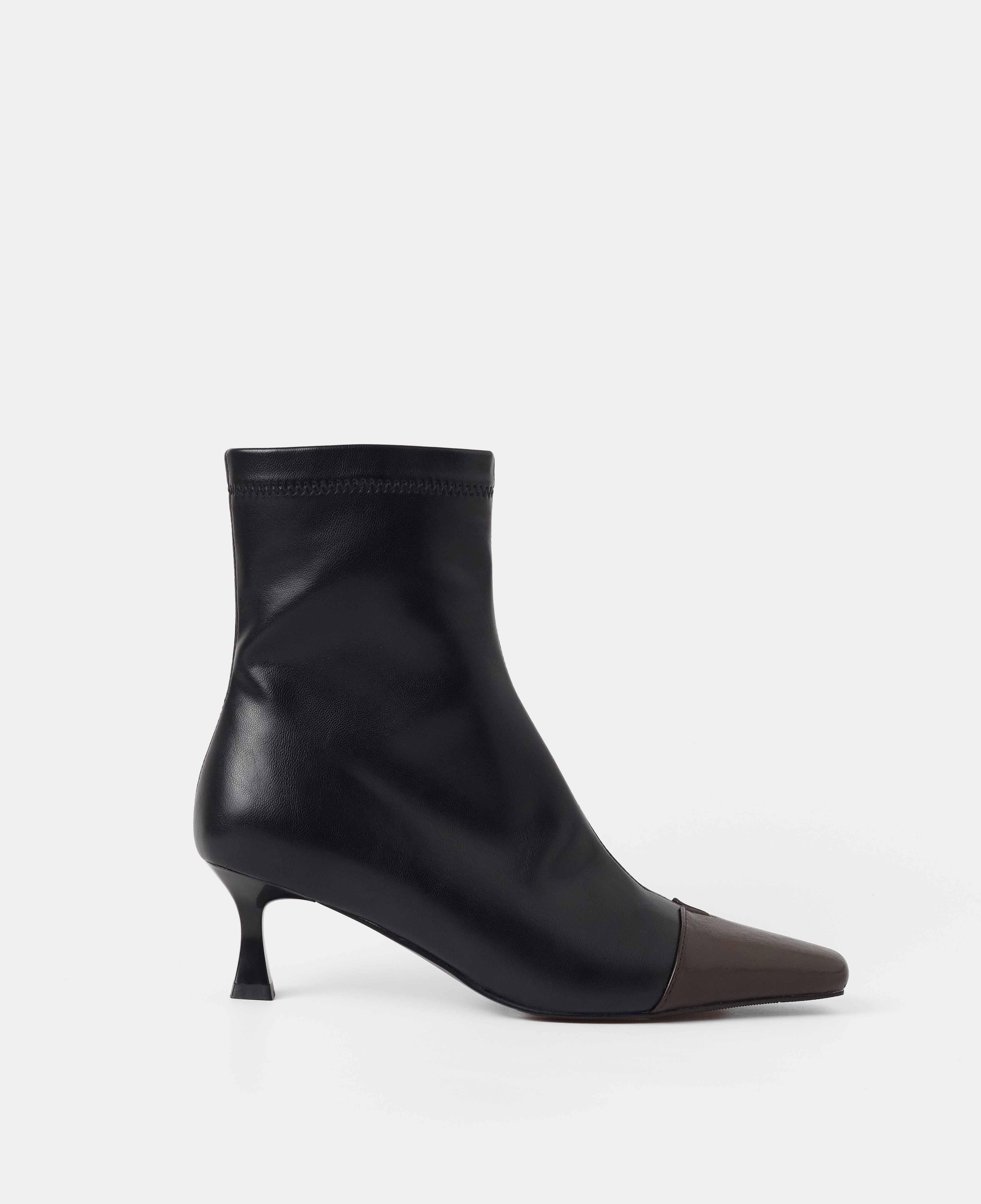 Botines básicos de mujer de caña baja con puntera a contraste - Mim - Negro Negro-1