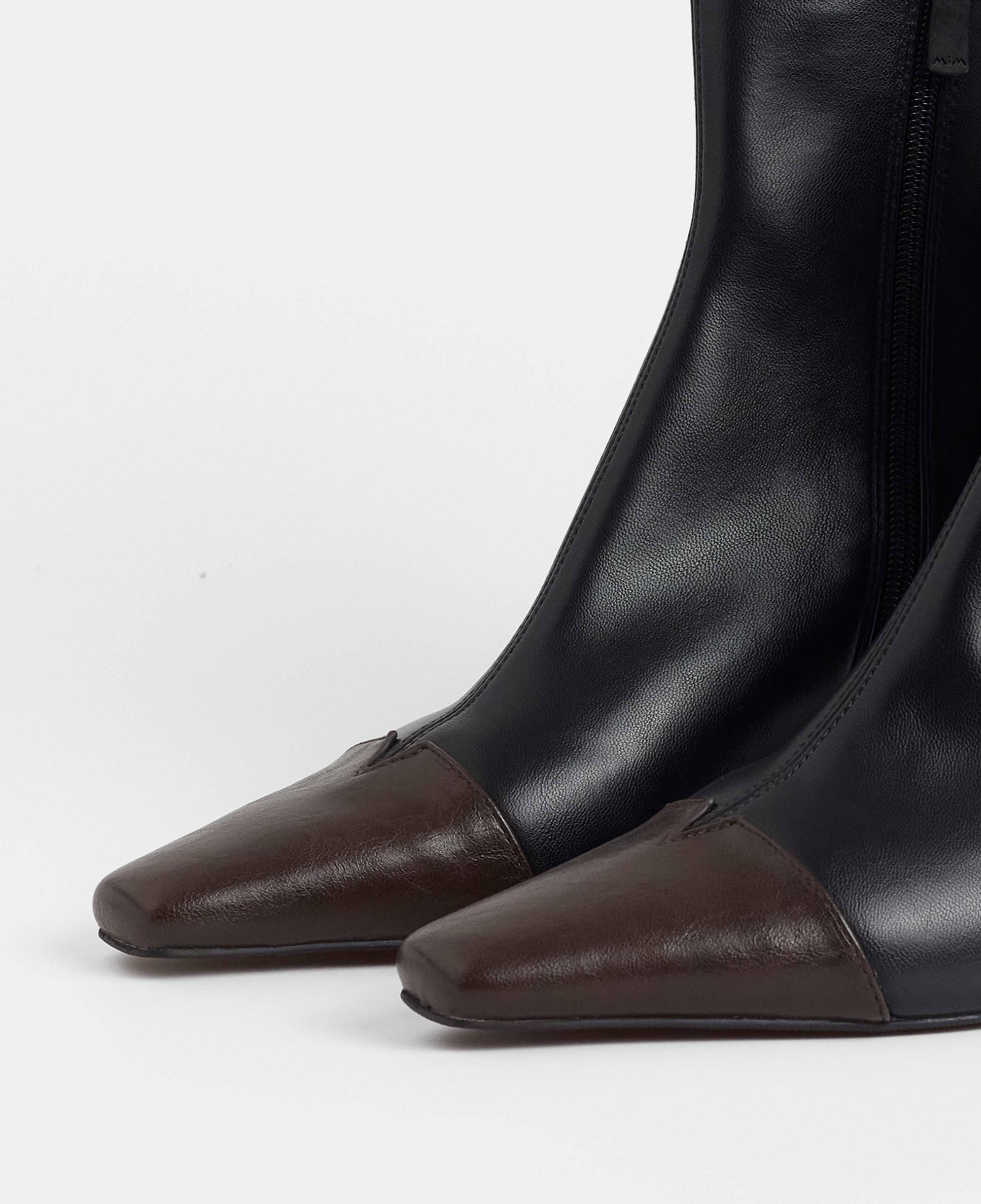 Botines básicos de mujer de caña baja con puntera a contraste - Mim - Negro Negro-4