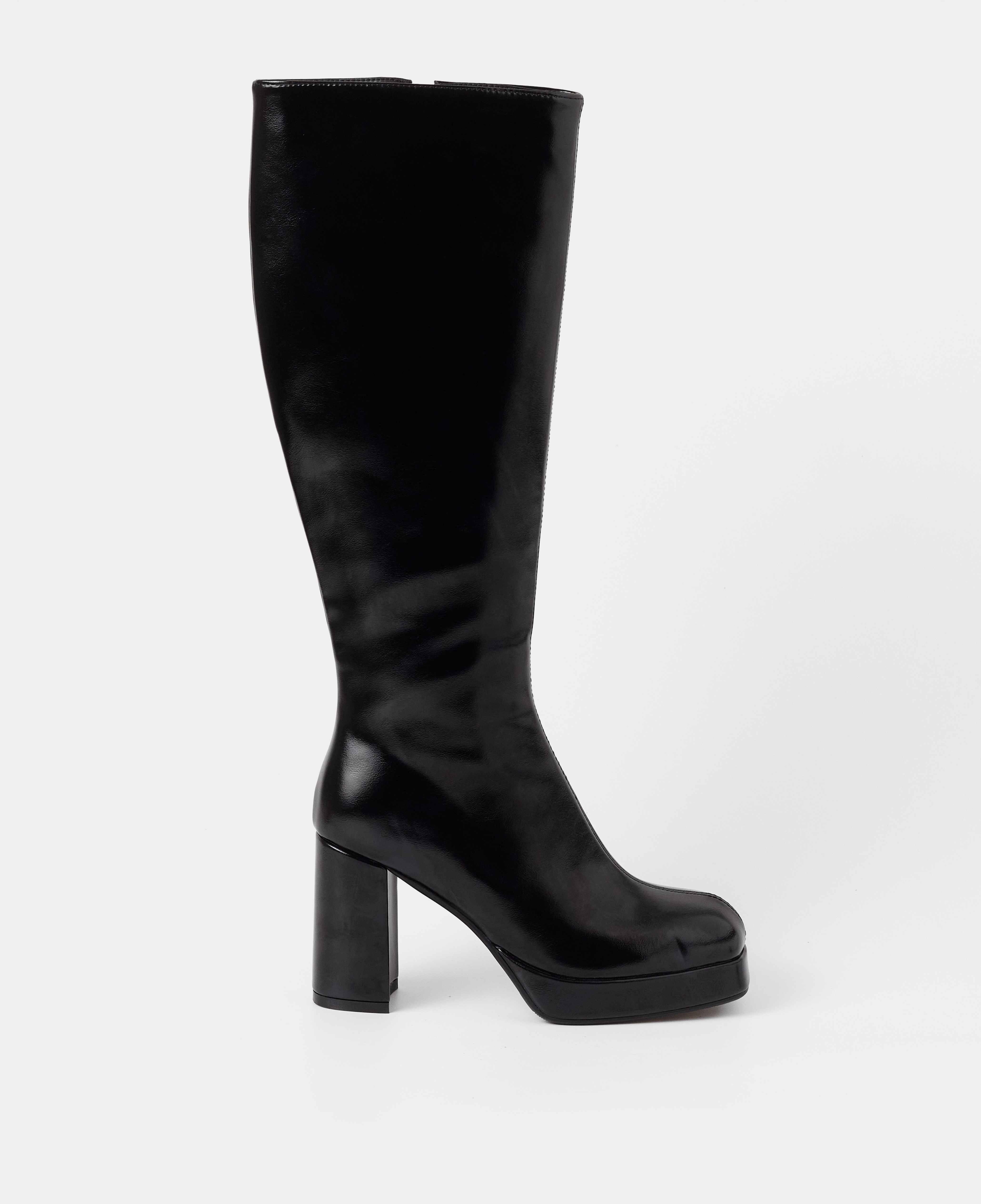 Botas básicas de mujer de caña alta con tacón y plataforma - Mim - Negro Negro-1