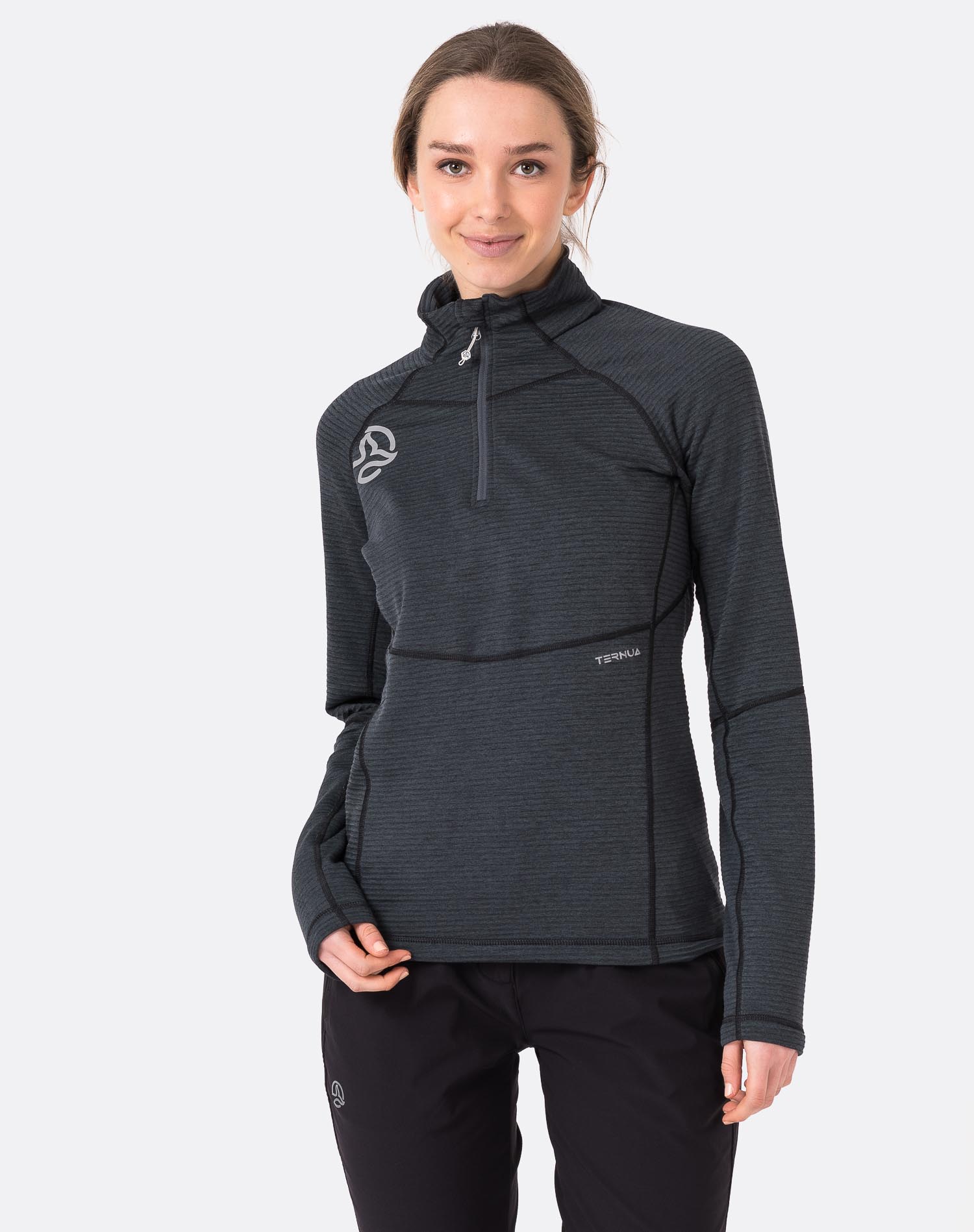 Camiseta de mujer Momhill 1/2 Zip W Ternua - Gris Gris-3