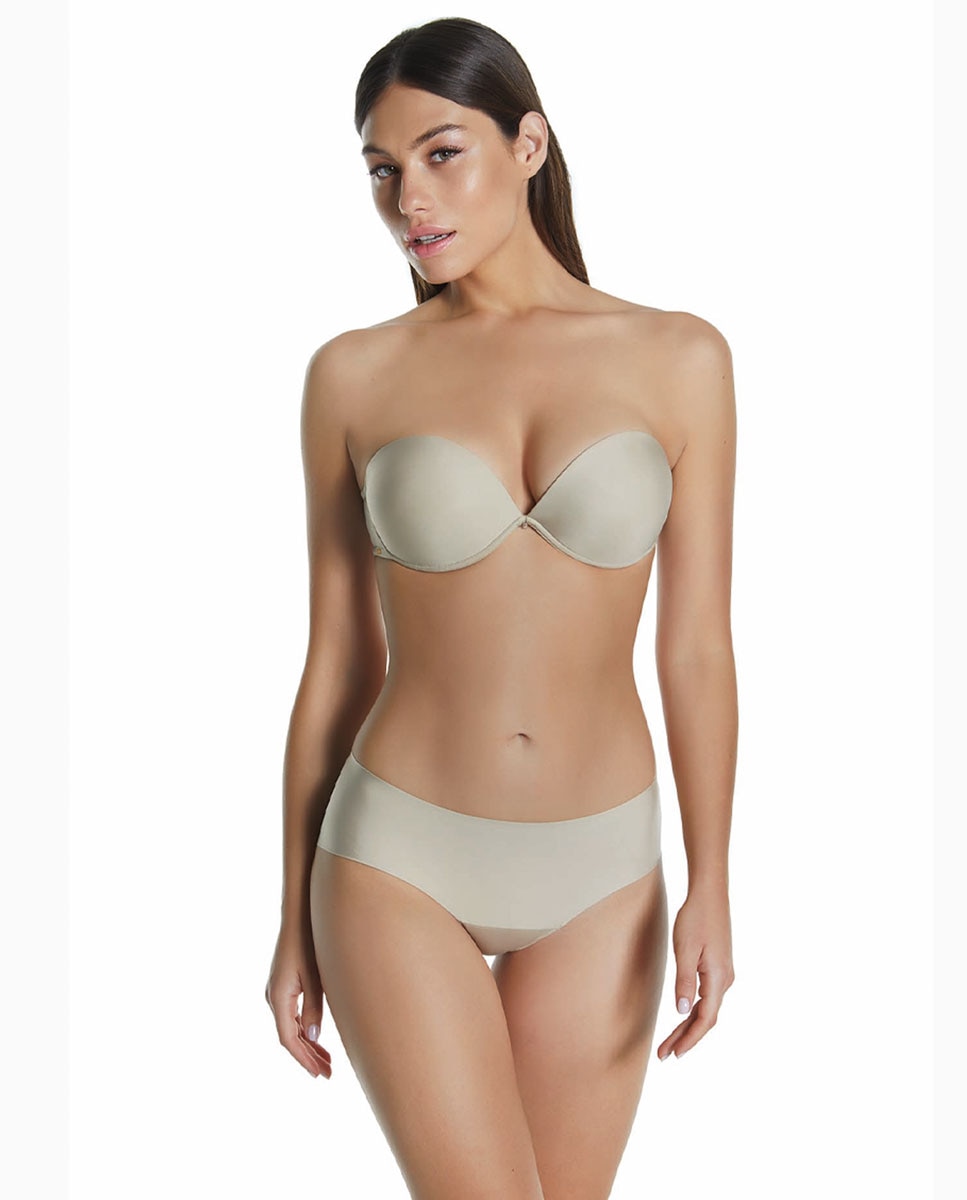 Sujetadores push up strapless de mujer con doble push up escote profundo - Selmark - Piel Piel-3