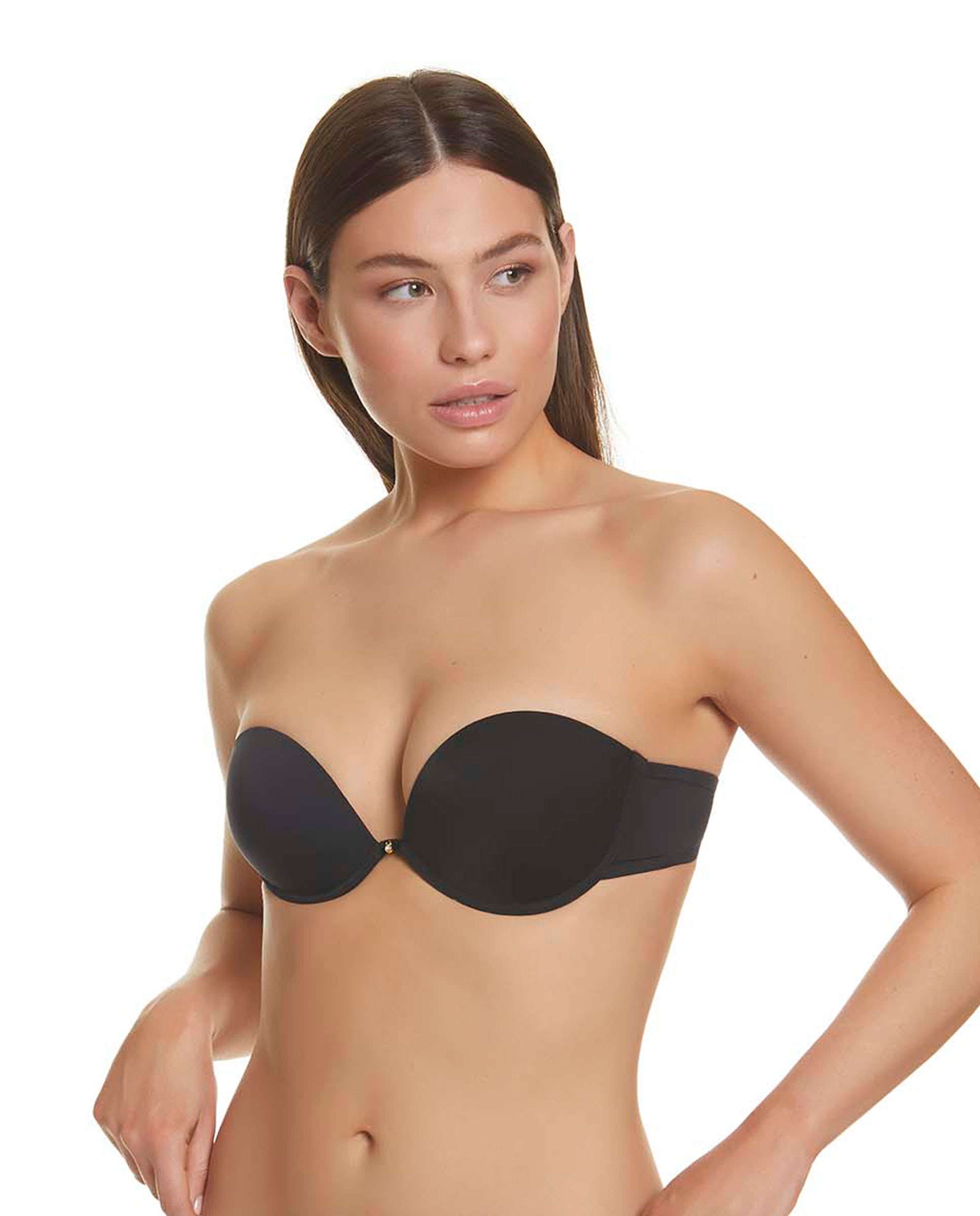Sujetadores push up strapless de mujer escotados - Selmark - Negro Negro-1