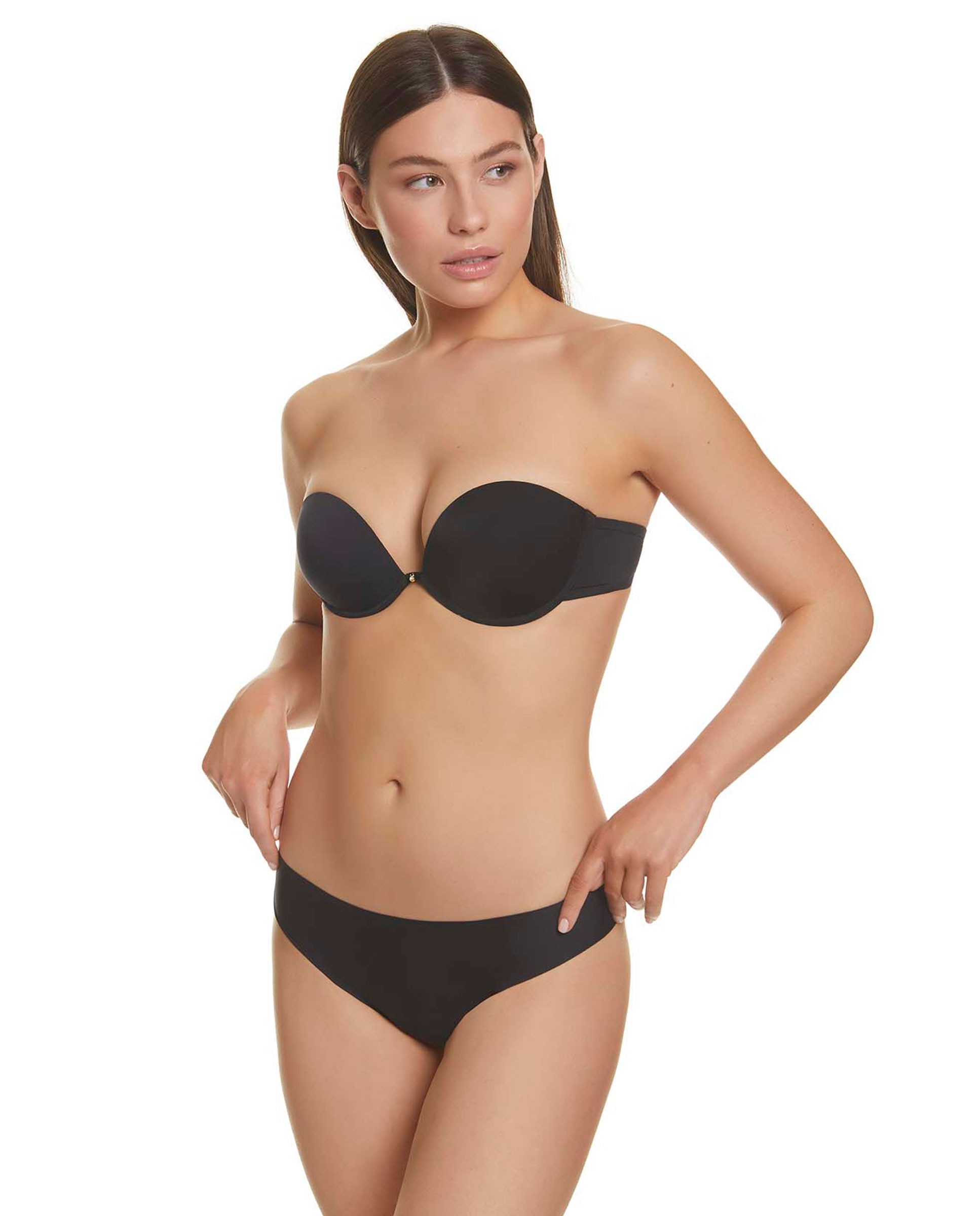 Sujetadores push up strapless de mujer escotados - Selmark - Negro Negro-3