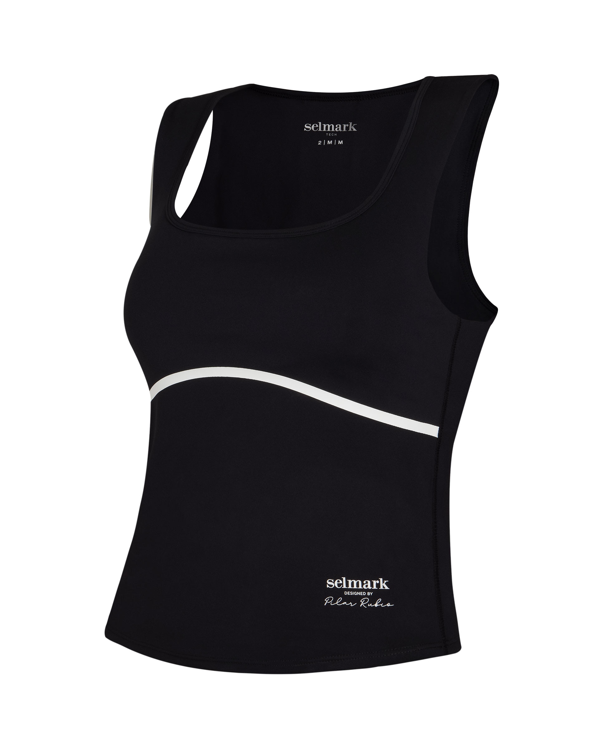 Camiseta deportiva de mujer, sin mangas, escote cuadrado - Selmark - Negro / Blanco Negro / Blanco-7