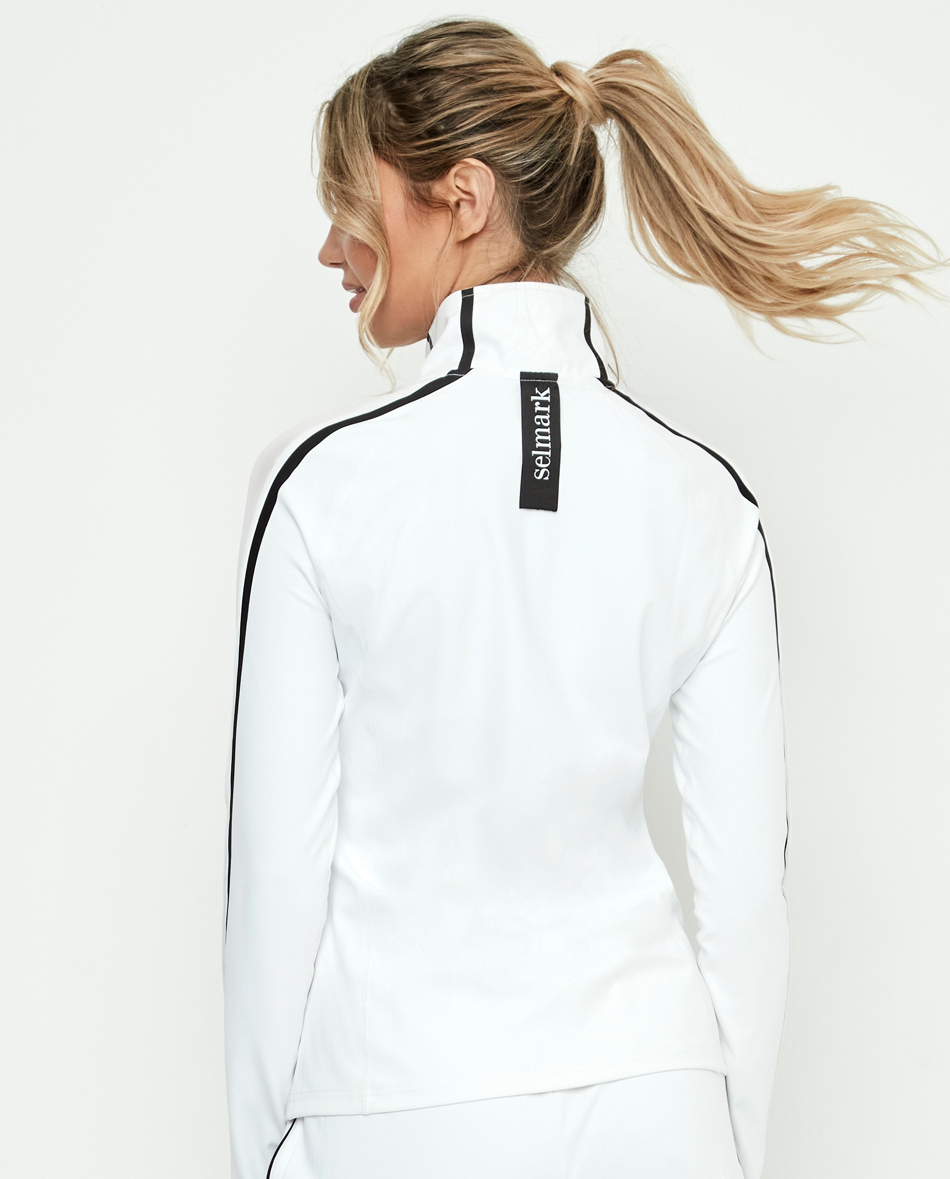 Chaqueta deportiva de mujer, con cremallera y bolsillos - Selmark - Blanco / Negro Blanco / Negro-2