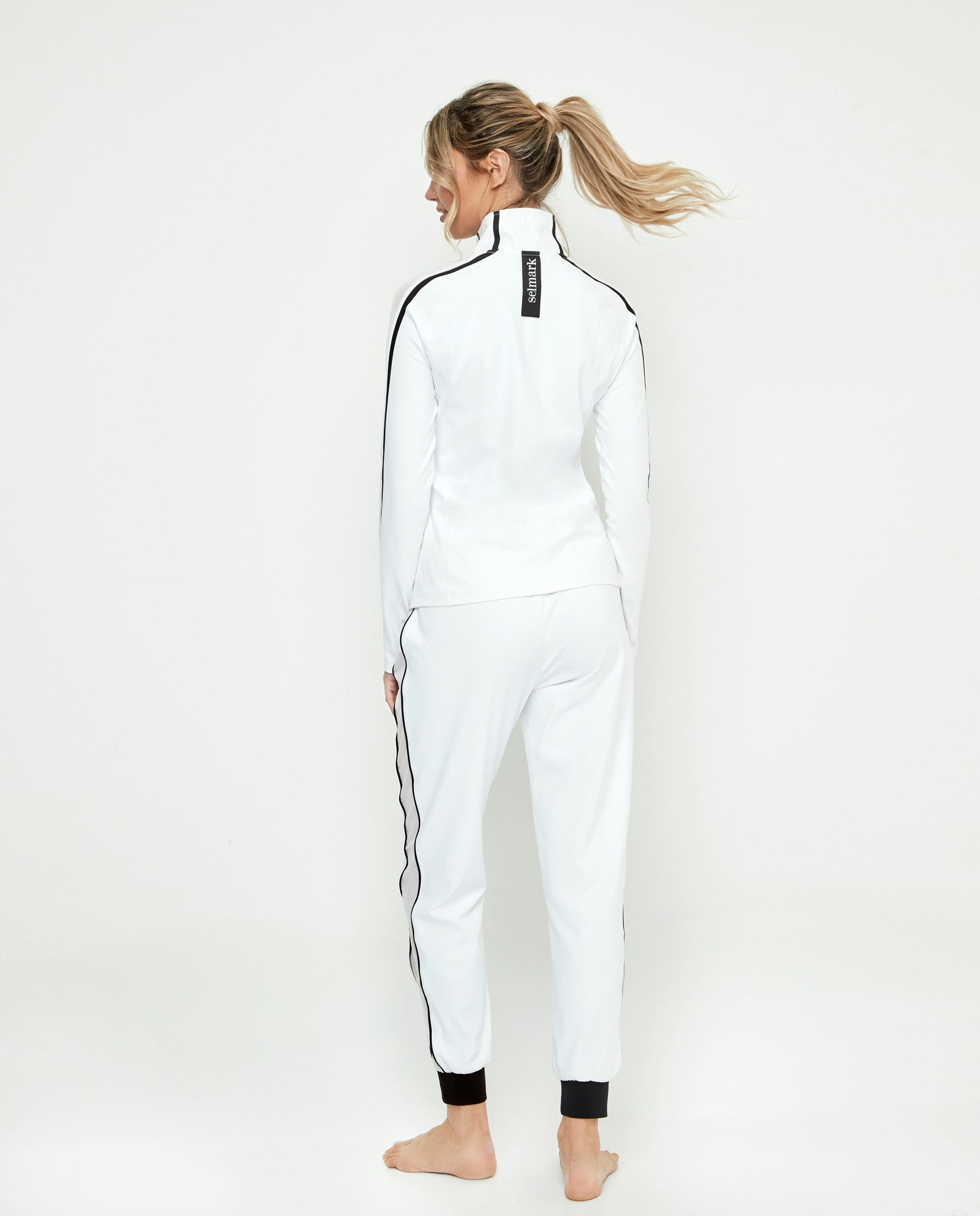 Chaqueta deportiva de mujer, con cremallera y bolsillos - Selmark - Blanco / Negro Blanco / Negro-4