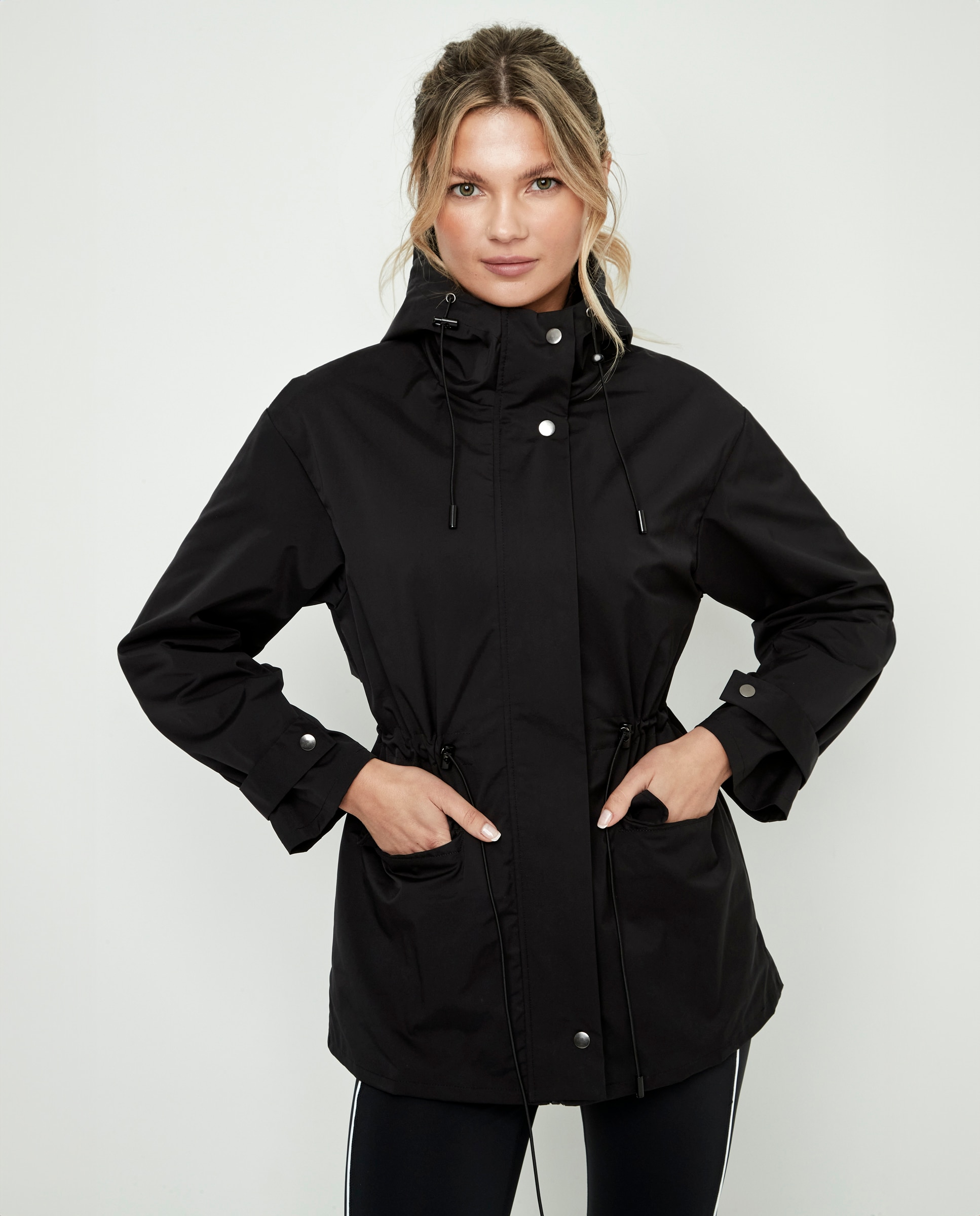 Chaqueta de mujer, con capucha, cintura ajustable - Selmark - Negro Negro-1