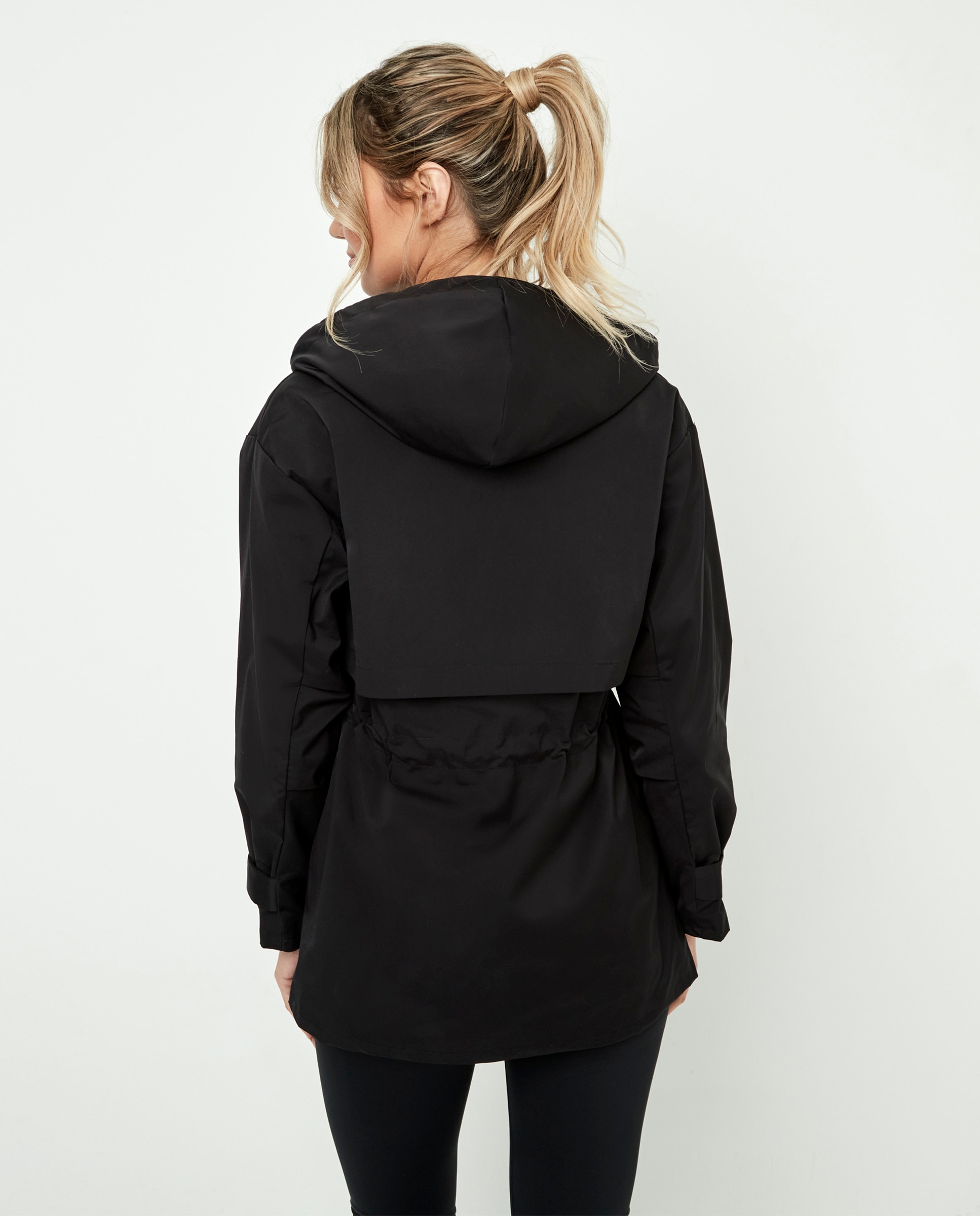 Chaqueta de mujer, con capucha, cintura ajustable - Selmark - Negro Negro-2