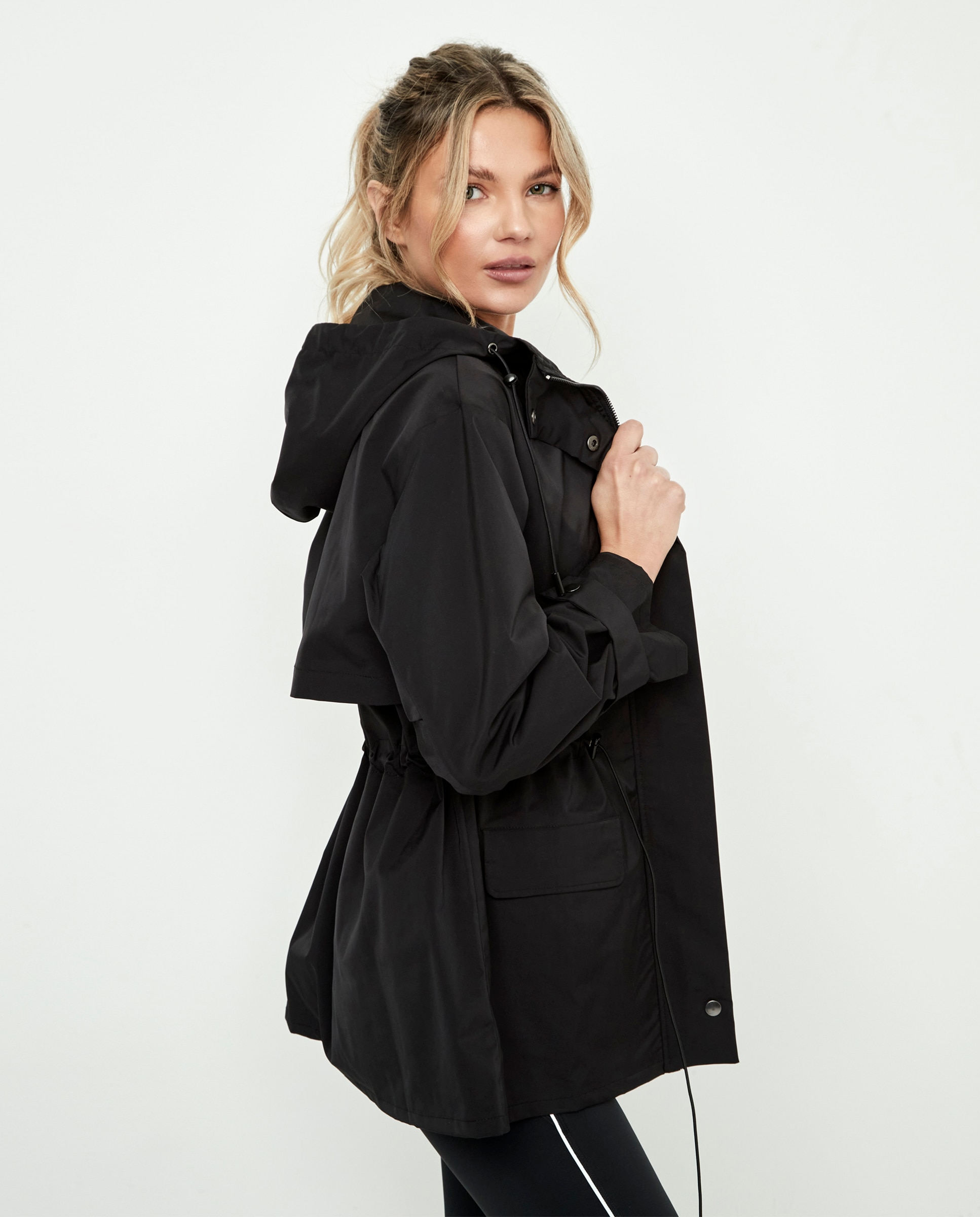 Chaqueta de mujer, con capucha, cintura ajustable - Selmark - Negro Negro-6