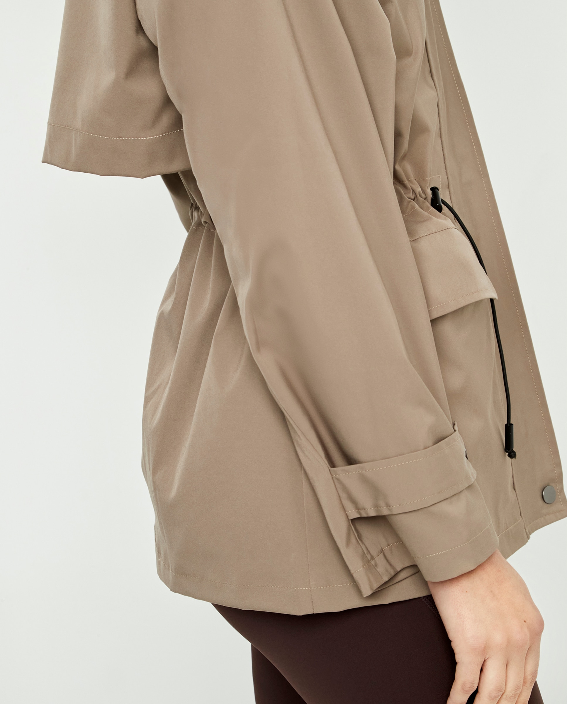 Chaqueta de mujer, con capucha, cintura ajustable - Selmark - Marrón piedra Marrón piedra-3