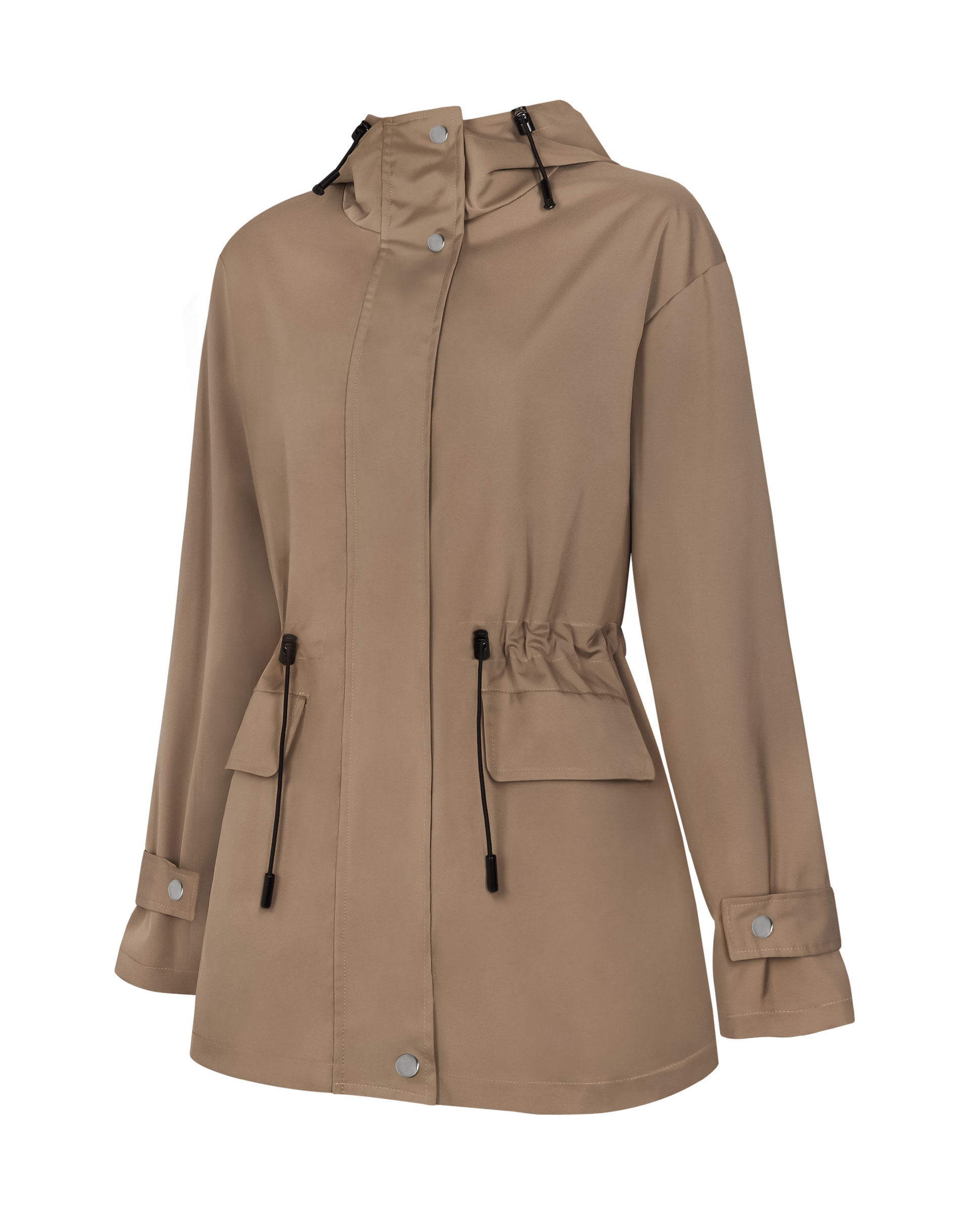 Chaqueta de mujer, con capucha, cintura ajustable - Selmark - Marrón piedra Marrón piedra-9