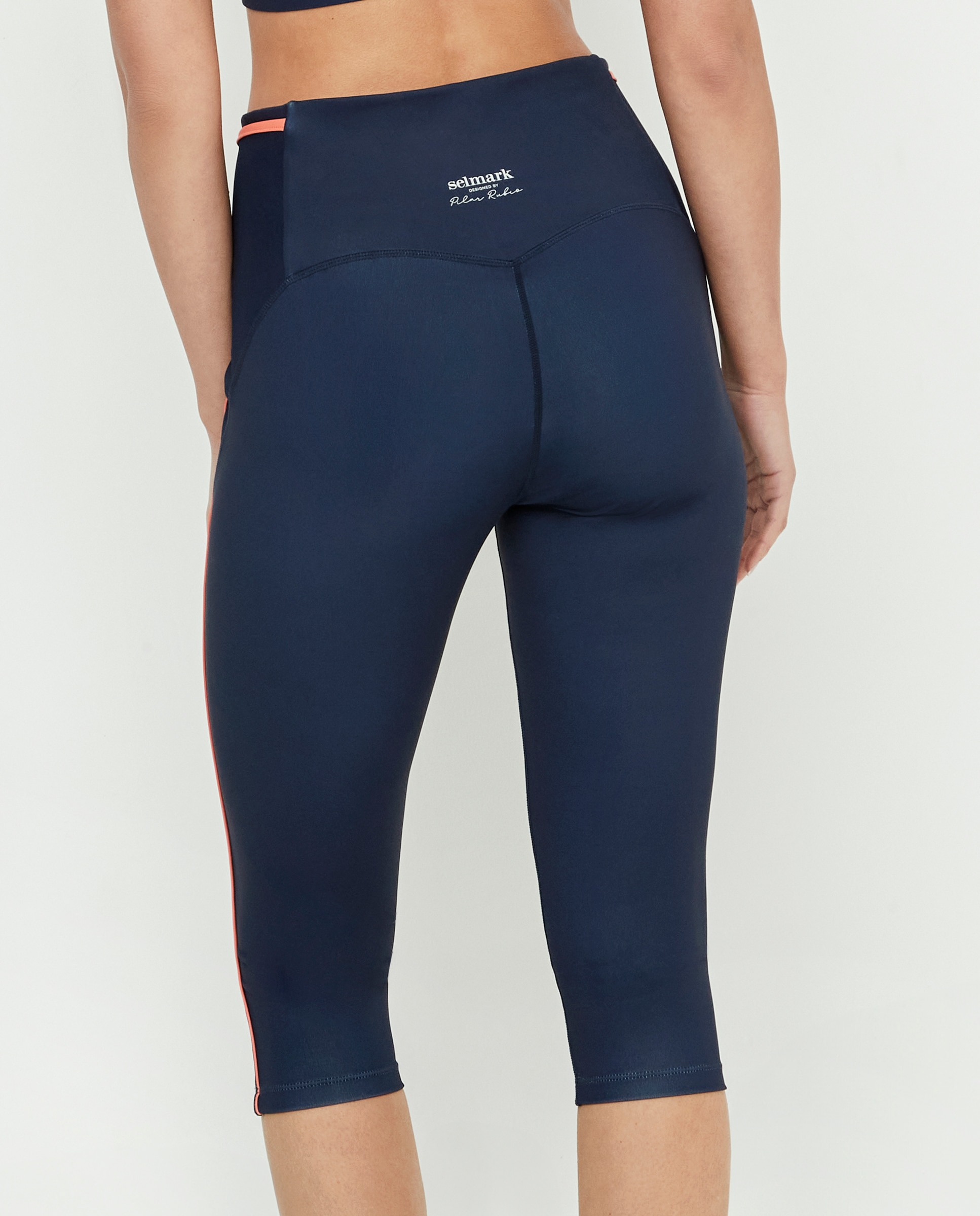 Legging deportivo de mujer, pirata - Selmark - Blanco / Negro Blanco / Negro-2