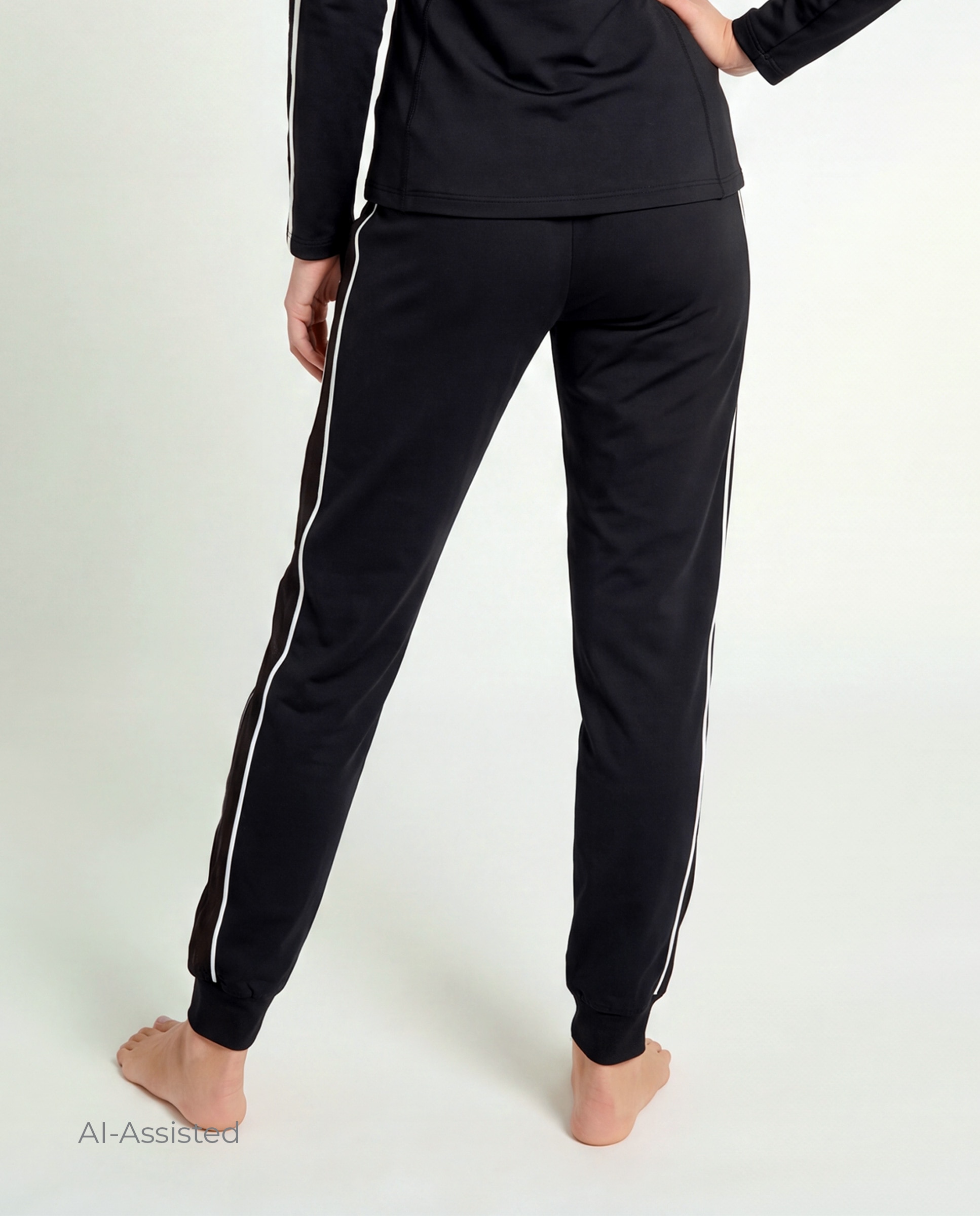 Legging deportivo de mujer, jogger - Selmark - Negro / Blanco Negro / Blanco-2