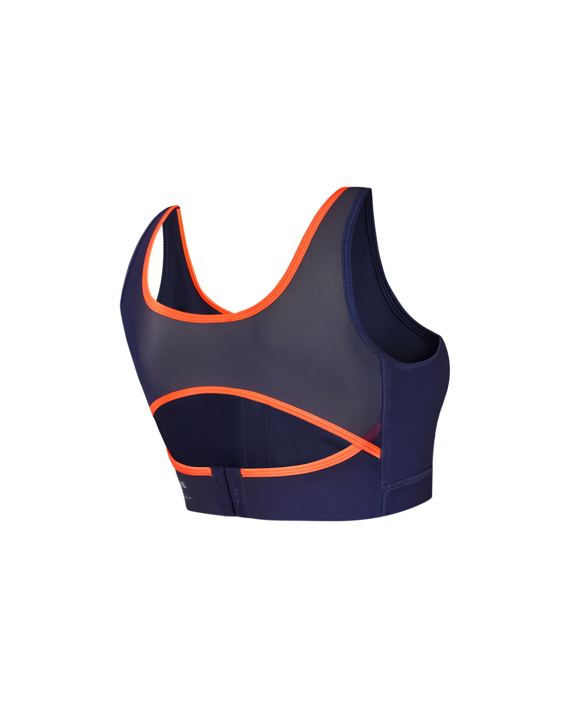 Sujetador deportivo de mujer, cierre trasero - Selmark - Azul marino / Naranja Azul marino / Naranja-4