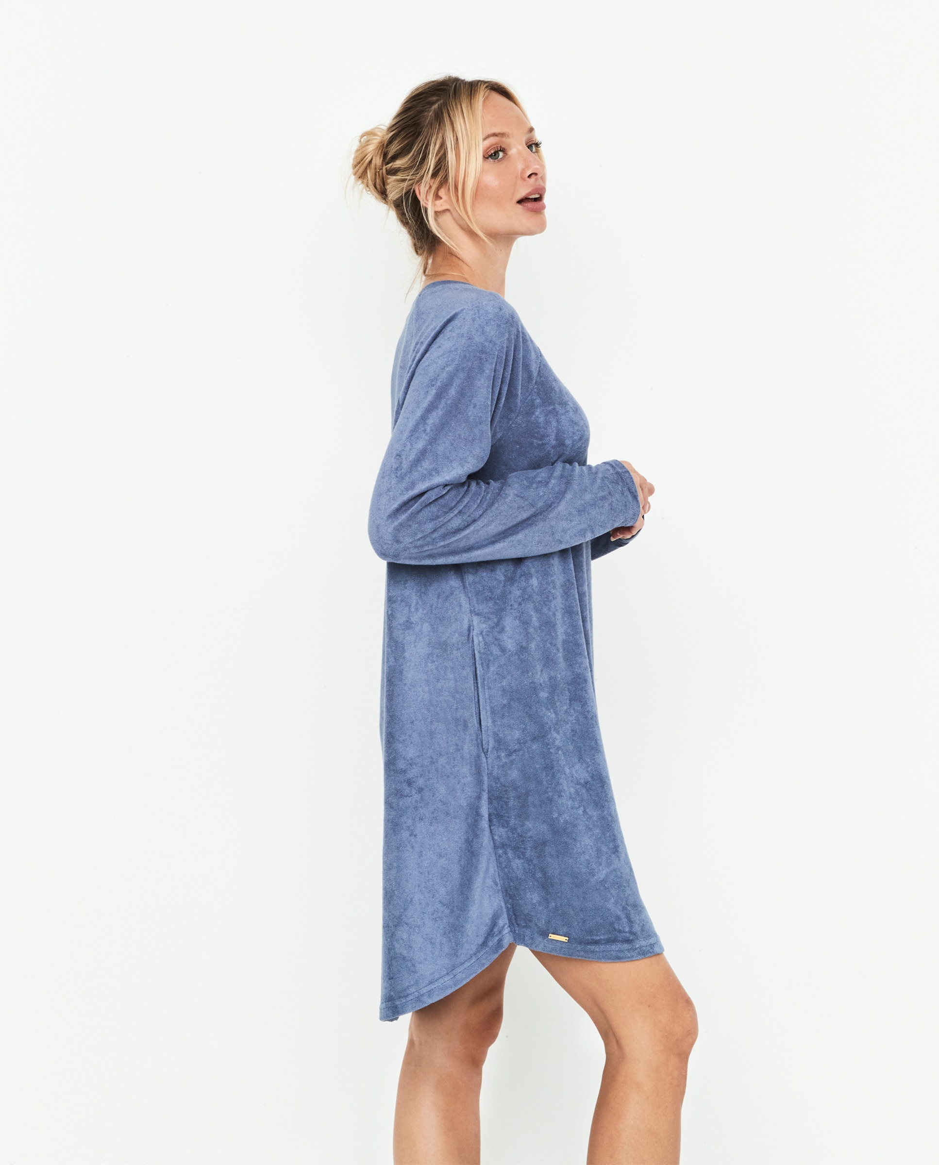Camisón de mujer manga larga - Selmark - Azul denim Azul denim-4
